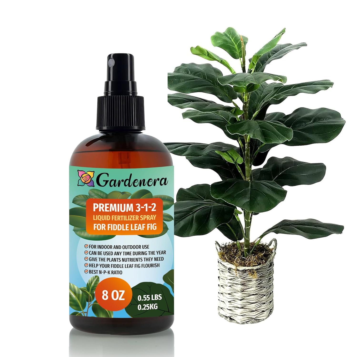 Professional Fiddle Leaf FIG Spray Fertilizer Mist for Home Gardening | 3-1-2 Gentle Blend Mist for Healthy Leaves & Growth | Essential Nutrients for Fiddle Leaf Figs – 8oz