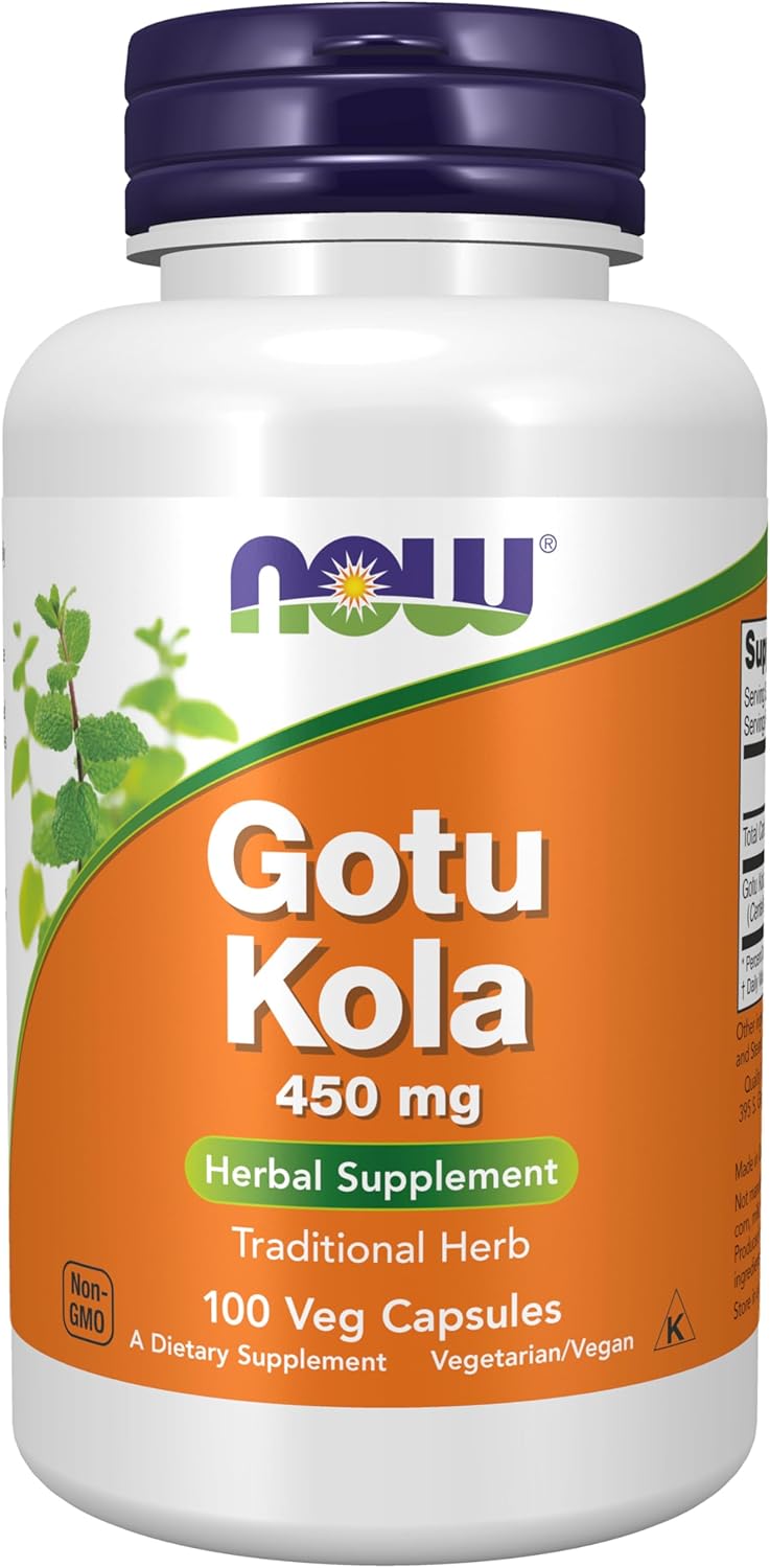 NOW Foods Supplements, Gotu Kola (Centella asiatica) 450 mg, Herbal Supplement, 100 Veg Capsules