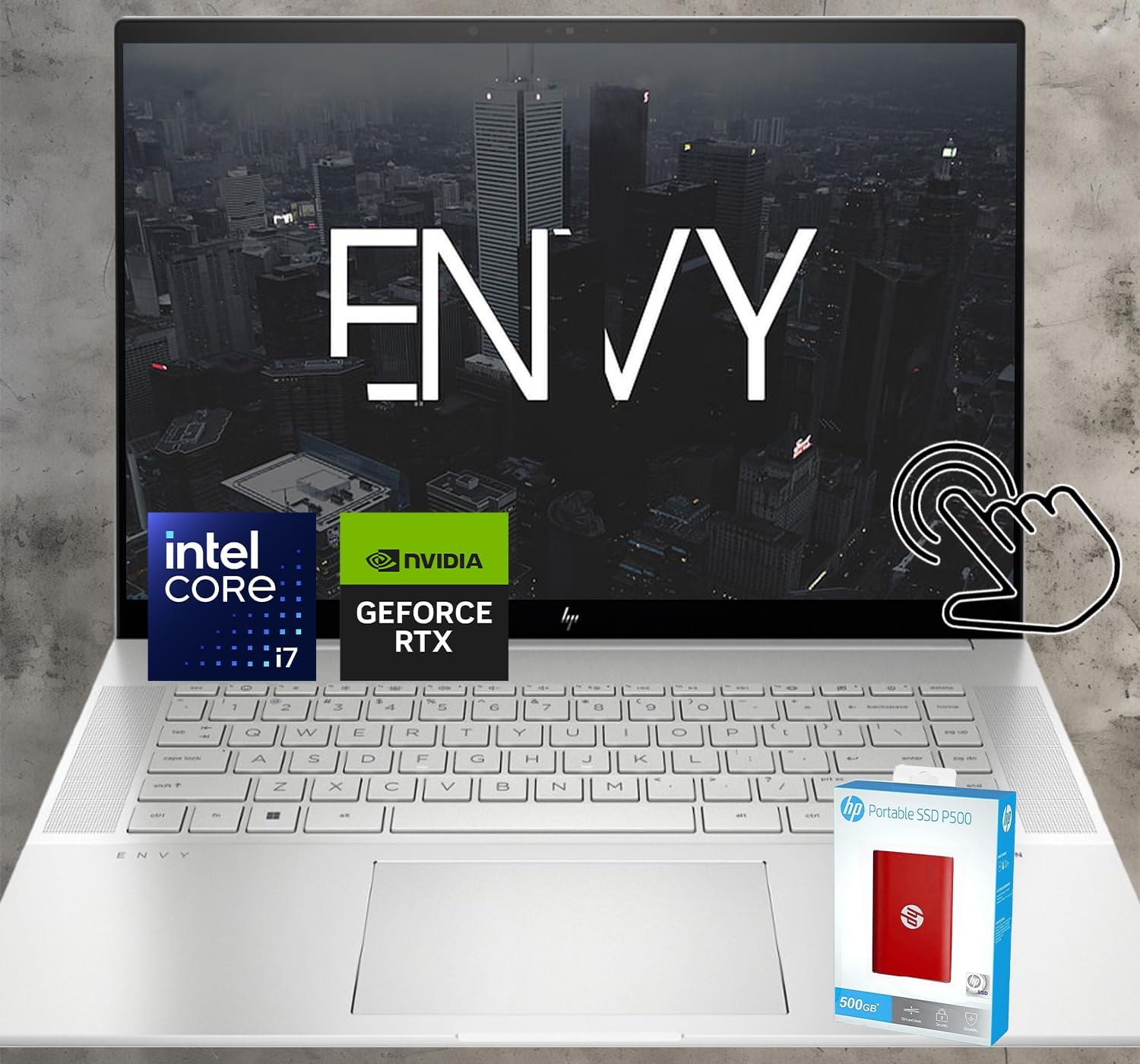 HP Envy 16 WQXGA(2560 x 1600) Touch Laptop | Intel Core i7-13700H | NVIDIA RTX 4060 | 16GB RAM | 1.5TB SSD (1TB PCIe withHP P500 512GB Portable SSD) | Backlit KB | B&O Audio | WiFi 6 | Win 11 Pro