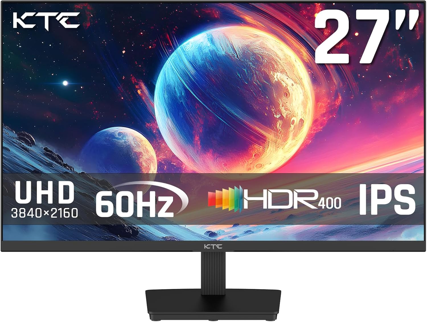 KTC 27 Inch 4K UHD(3840 * 2160) Computer Monitor – IPS Monitor, 60hz, HDR400, Anti-Blue Light Screen, DCI-P3 95% 125% sRGB, Support FreeSync and GSync, PC Monitor for Design, Work,Casual Gaming