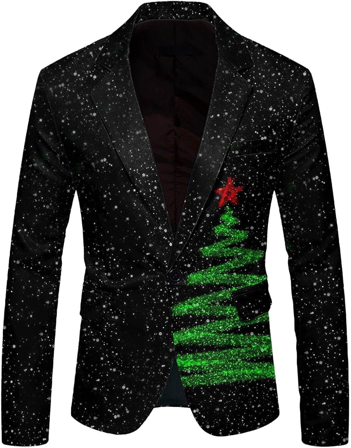 Christmas Suit Jacket for Men Xmas Ugly Christmas Party Blazers Notch Lapel Christmas Blazer Jacket Sport Coats Santa Jacket