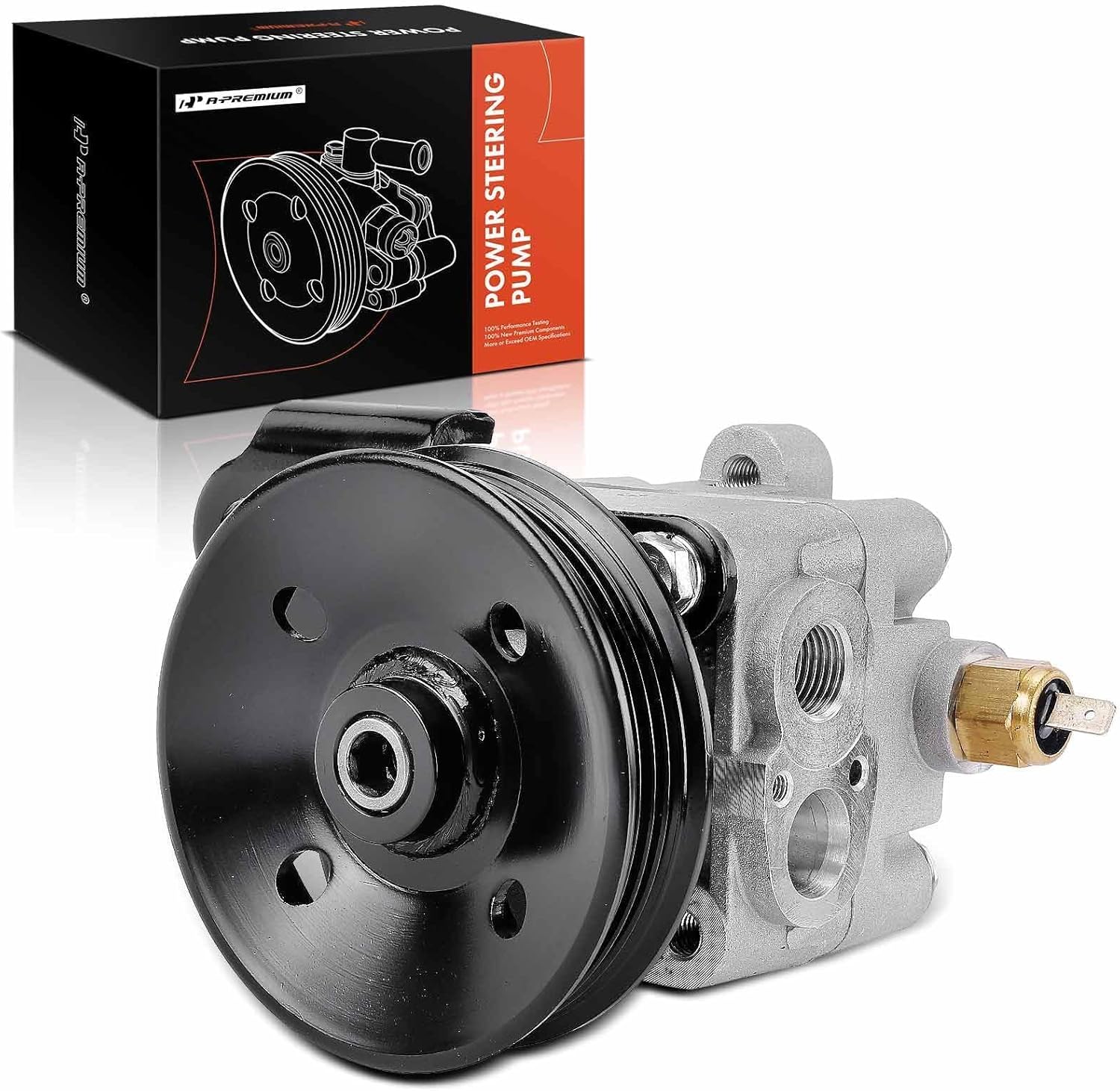 A-Premium Power Steering Pump, with Pulley, Compatible with Mitsubishi Eclipse 2006-2012, Endeavor 2004-2011, Galant 2004-2009, V6 3.8L, Replace # MR589339, MN184180