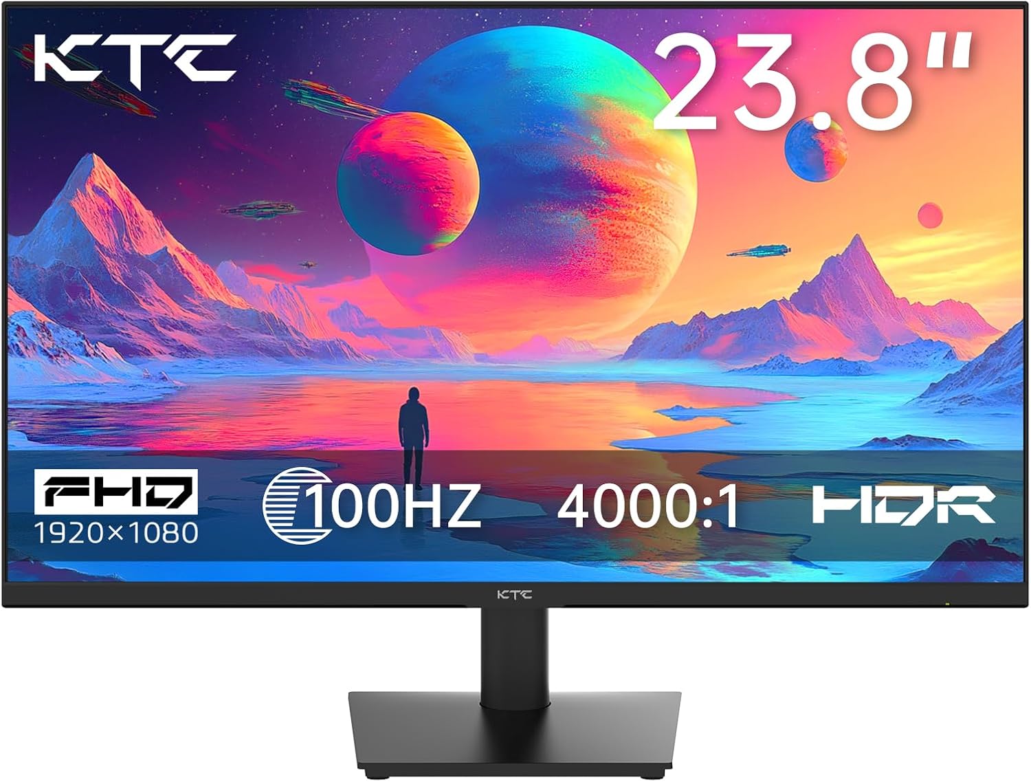 KTC 24 inch Monitor – 1080P Monitor, 100Hz FreeSync Gaming Monitor with HDR10,VESA Mountable, Adjustable Tilt, ZeroFrame Design, HDMI,VGA,Earphone Ports, PC Monitor Work Monitor for Office