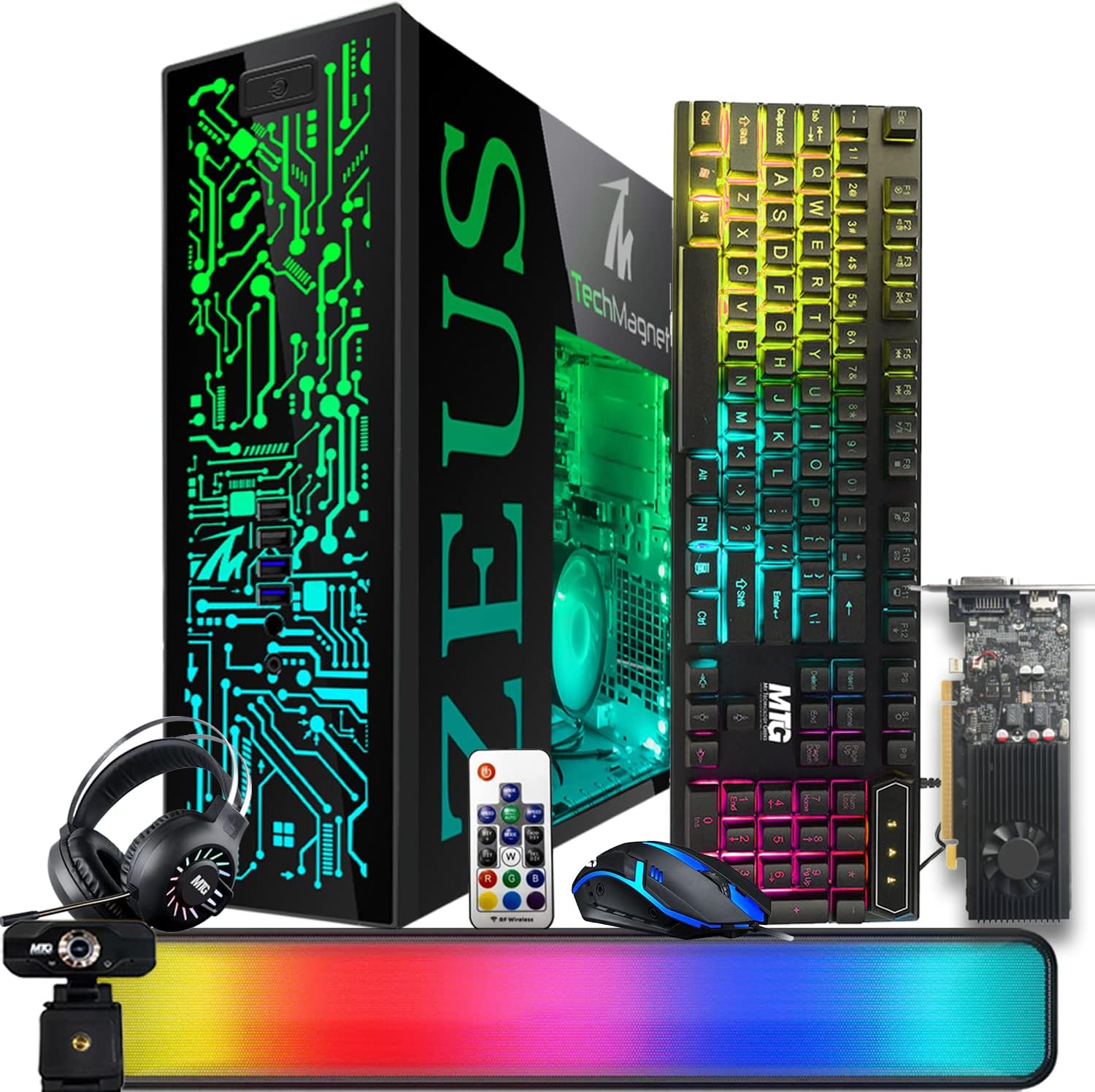 TechMagnet Gaming Desktop PC, Intel i5 6th Gen, Zeus Pro 6, GT 1030, 32GB RAM ARGB, 256GB SSD + 2TB HDD, RGB Front Panel 385 Patterns, RGB Kit, Win 10 Pro (Renewed)