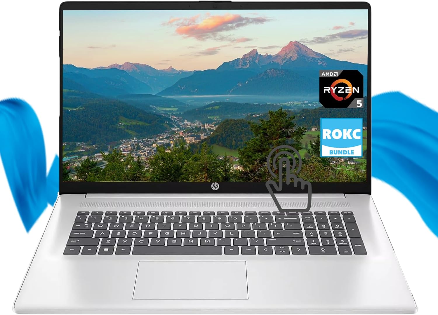 HP AI-Powered Laptop | 17″ HD Touchscreen Computer | 64GB RAM | 2TB SSD&128GB Portable SSD | 6-Core CPU | Webcam | USB-C|Wi-Fi | Bluetooth | Copilot Ready | Ultra Portable | Windows 11 pro | RK Bundle