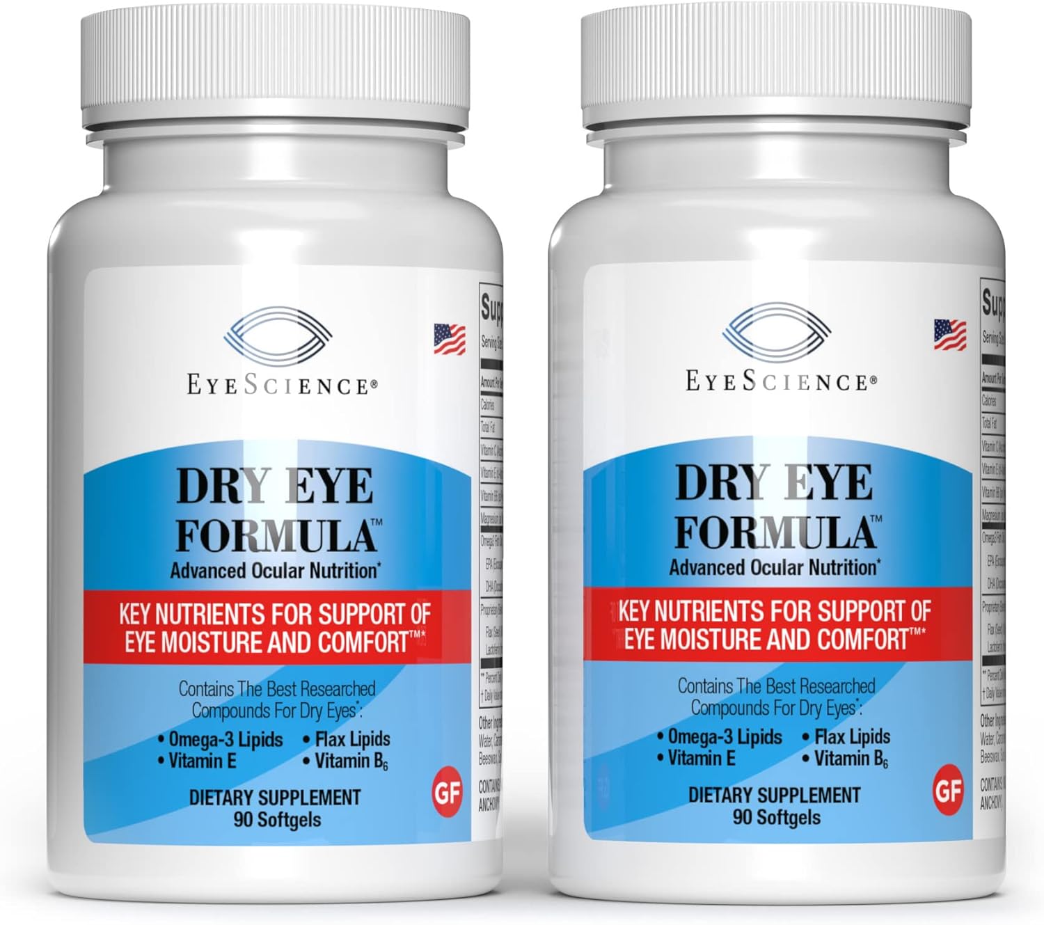 Dry Eye Formula – 90 Softgels – Advanced Eye Supplement for Relief, Omega-3, Vitamins E, C & B6, Magnesium – Tear Production & Lasting Comfort, Dry Eye Medicine – 2 Pack