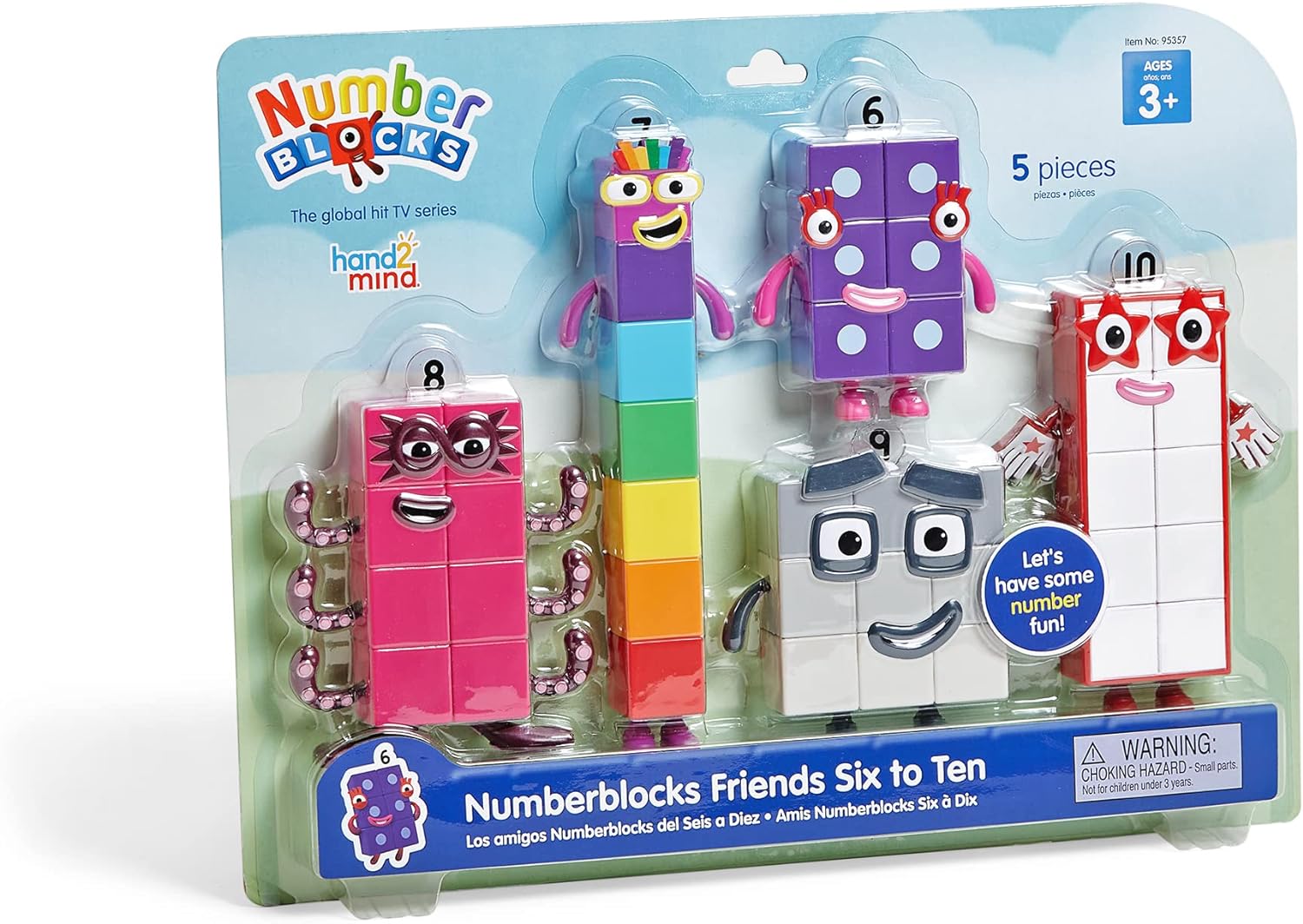 hand2mind Numberblocks Friends Six to Ten Figures, Cartoon Action Figure Set, Toy Figures, Play Figure Playsets, Small Figurines for Kids, Number Toys, Math Toys, Stocking Stuffers for Kids 3-5﻿