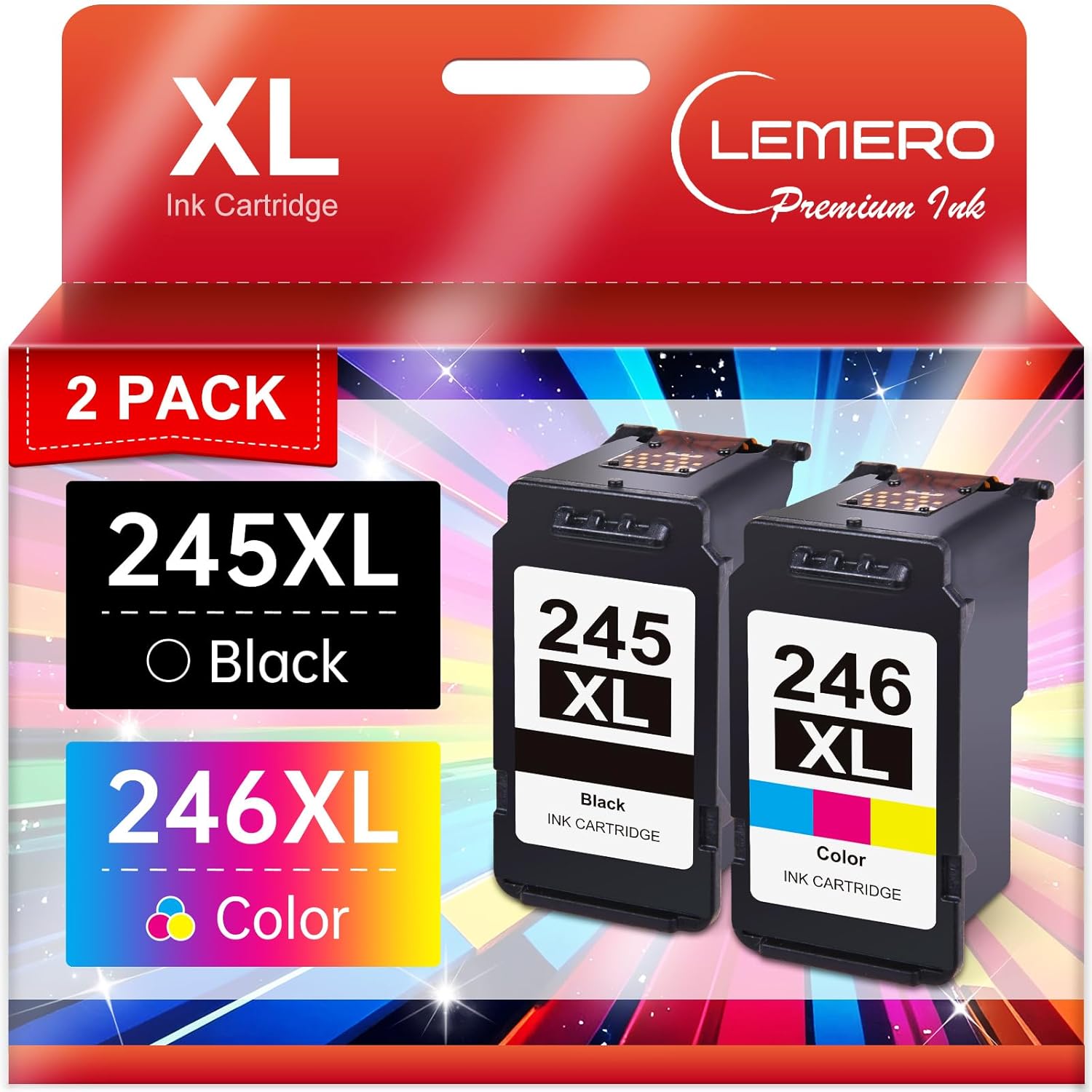 LEMERO 245XL Ink Cartridge PG-245 CL-246 Replacement for Canon Ink 245 and 246 Compatible for Canon 245XL 246XL Combo Pack for Canon Pixma MX490 MX492 MG2522 TR4522 TR4520 TS3122 TS3322 Printer