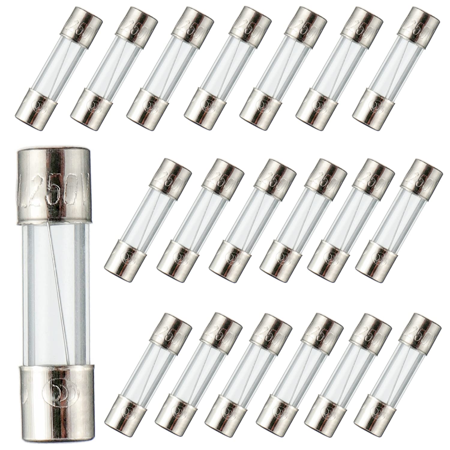 BOJACK 5x20mm 15A 15amp 250V 0.2×0.78 Inch F15AL250V Fast-Blow Glass Fuses(Pack of 20 Pcs)