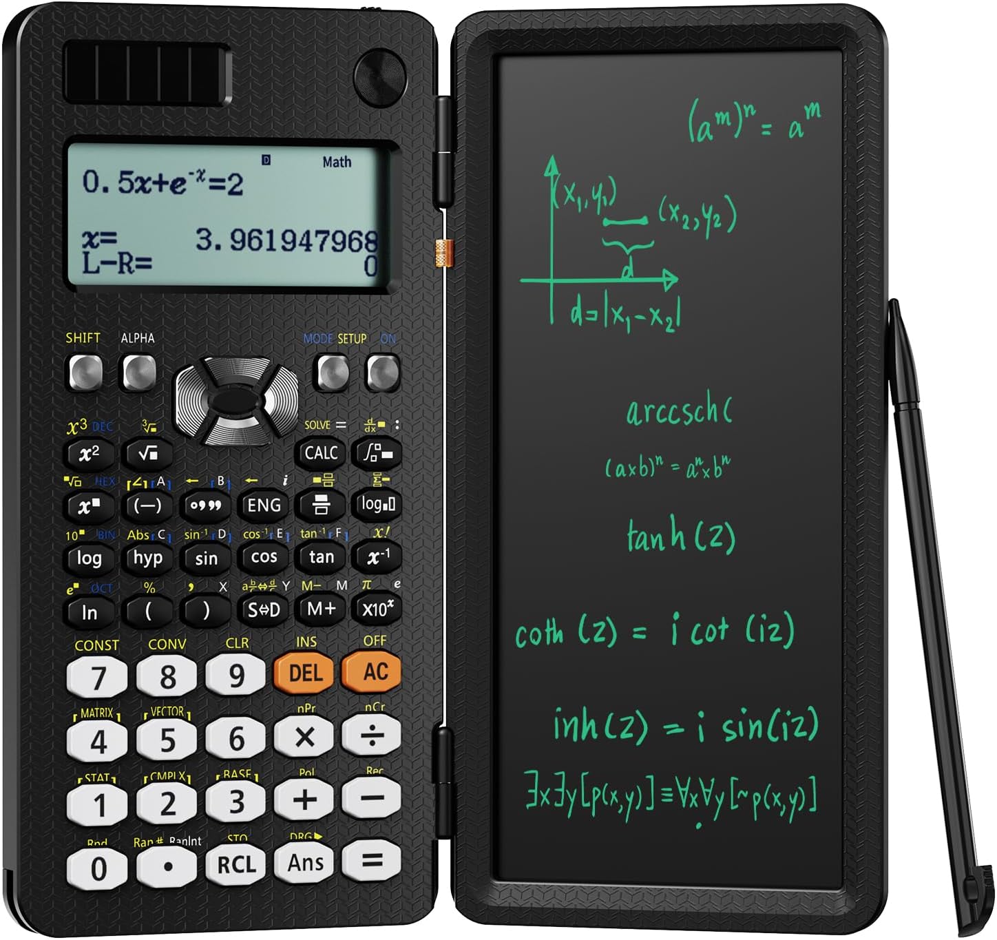 Upgraded 991ES Plus Desktop Scientific Calculator, ROATEE CalcNote Multiview 4-Line Display with Erasable LCD Writing Tablet, Solar Battery Power with Notepad for School and Business