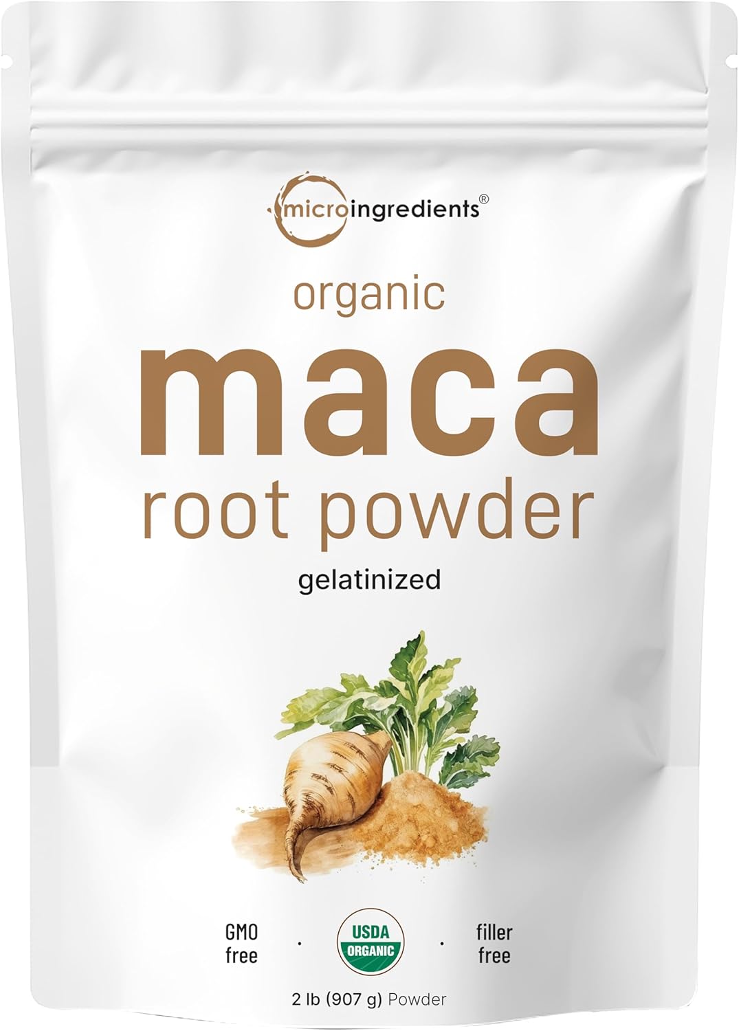 Organic Maca Root Powder, 2 Pound, Gelatinized for Better Absorption, Rich in Antioxidants, Help Energy, Stamina, Endurance, Strength and Immune System, No GMOs, Vegan Friendly and Peru Origin