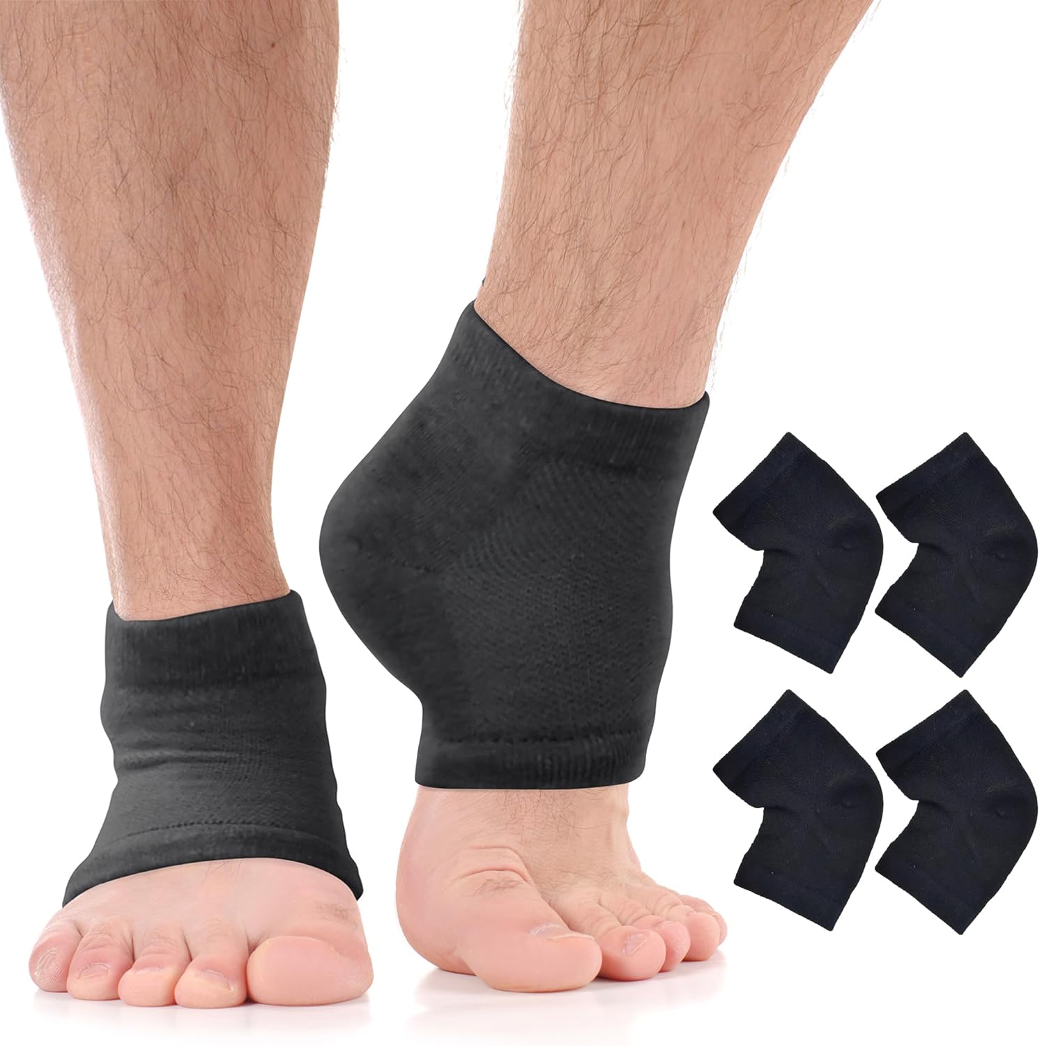 Moisturizing Socks for Men & Women | Cracked Heel Treatment with Aloe Vera | Moisturizer Heel Callus Remover | Aloe Socks for Cracked Heels & Dry Cracked Feet | Lotion Gel Socks (X-Large – Black)