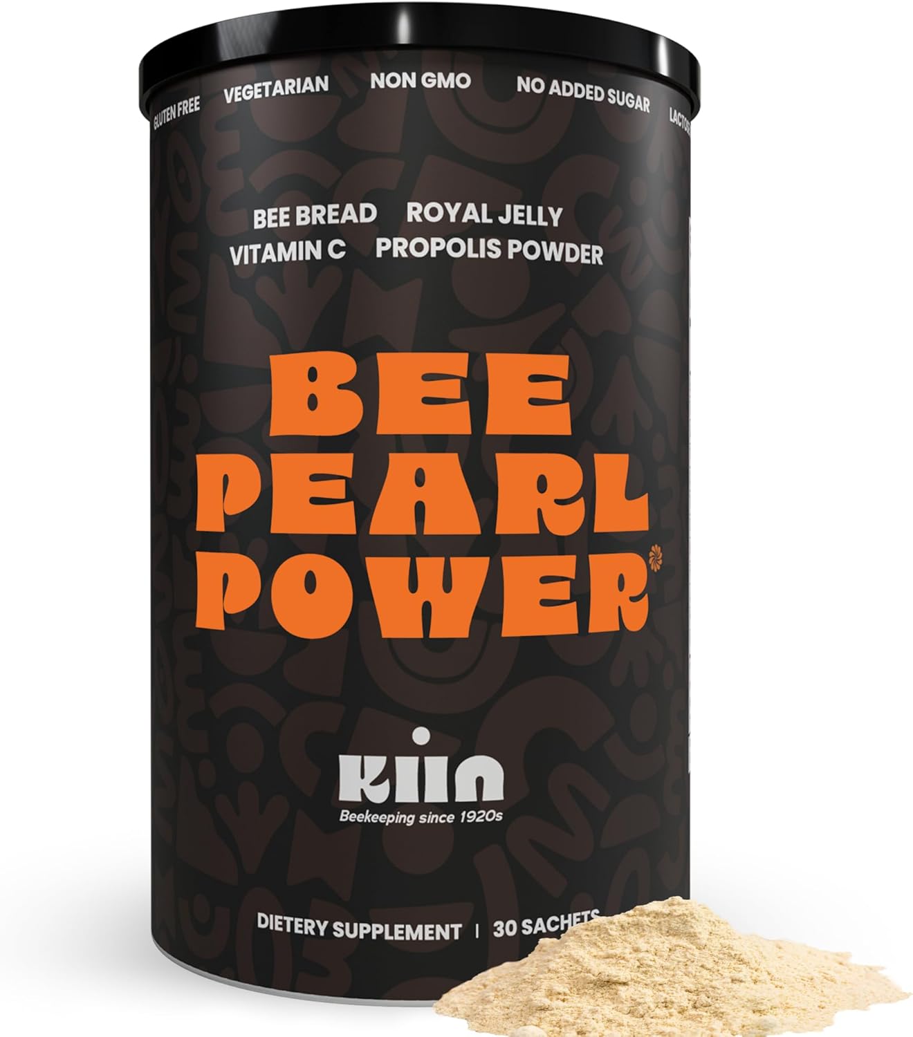 Kiin Bee Bread Powder – Fermented Pollen & Honey, 100% Natural Multivitamin, Superfood for Energy, Metabolism, Sleep, Recovery, Immunity | Contains Royal Jelly and Propolis