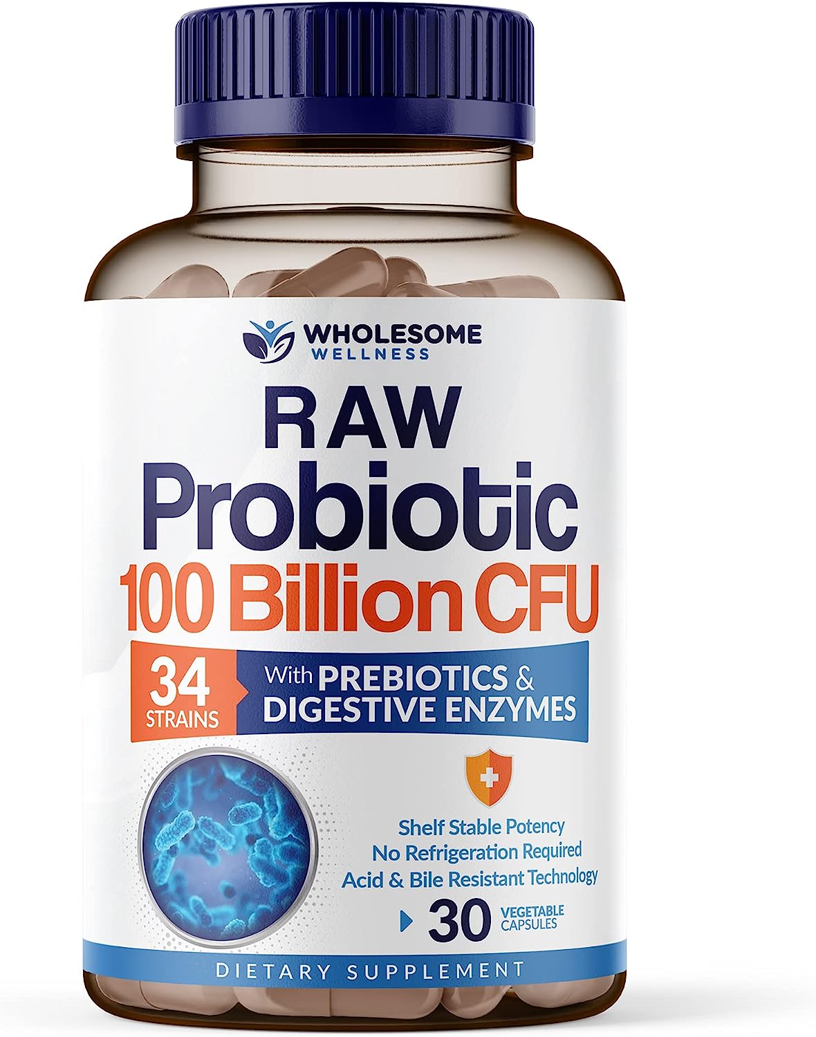 Organic Probiotics 100 Billion CFU, Dr Formulated Probiotics for Women, Probiotics for Men and Adults, Complete Shelf Stable Probiotic Supplement with Prebiotics & Digestive Enzymes; 30 Capsules