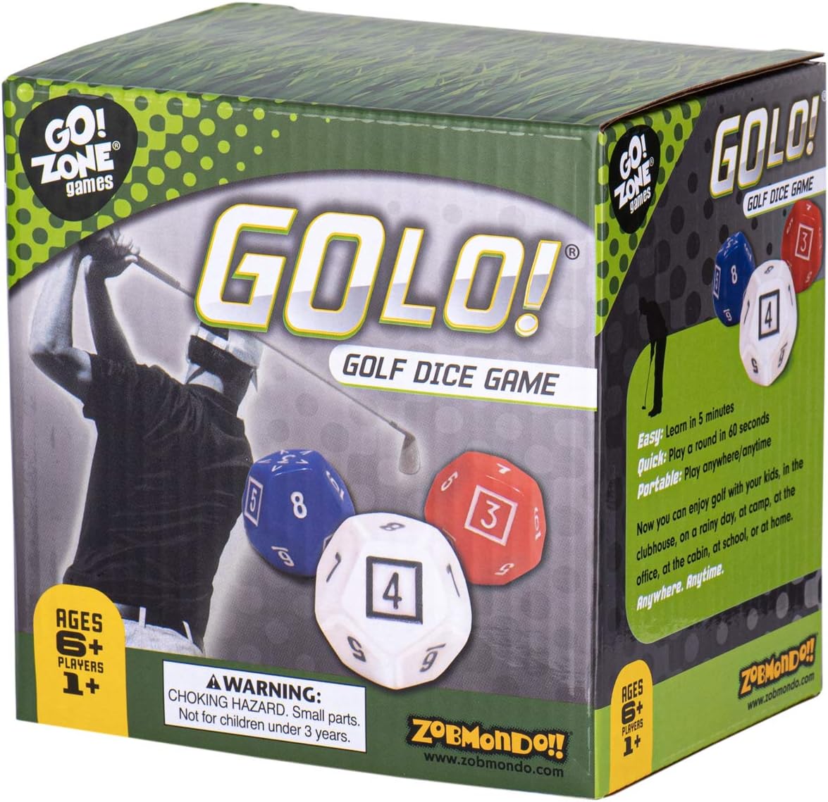 Zobmondo!! GOLO Golf Dice Game | for Golfers, Families, and Kids | Portable Fun Game for Home, Travel, Camping, Vacation, Beach | Award Winner