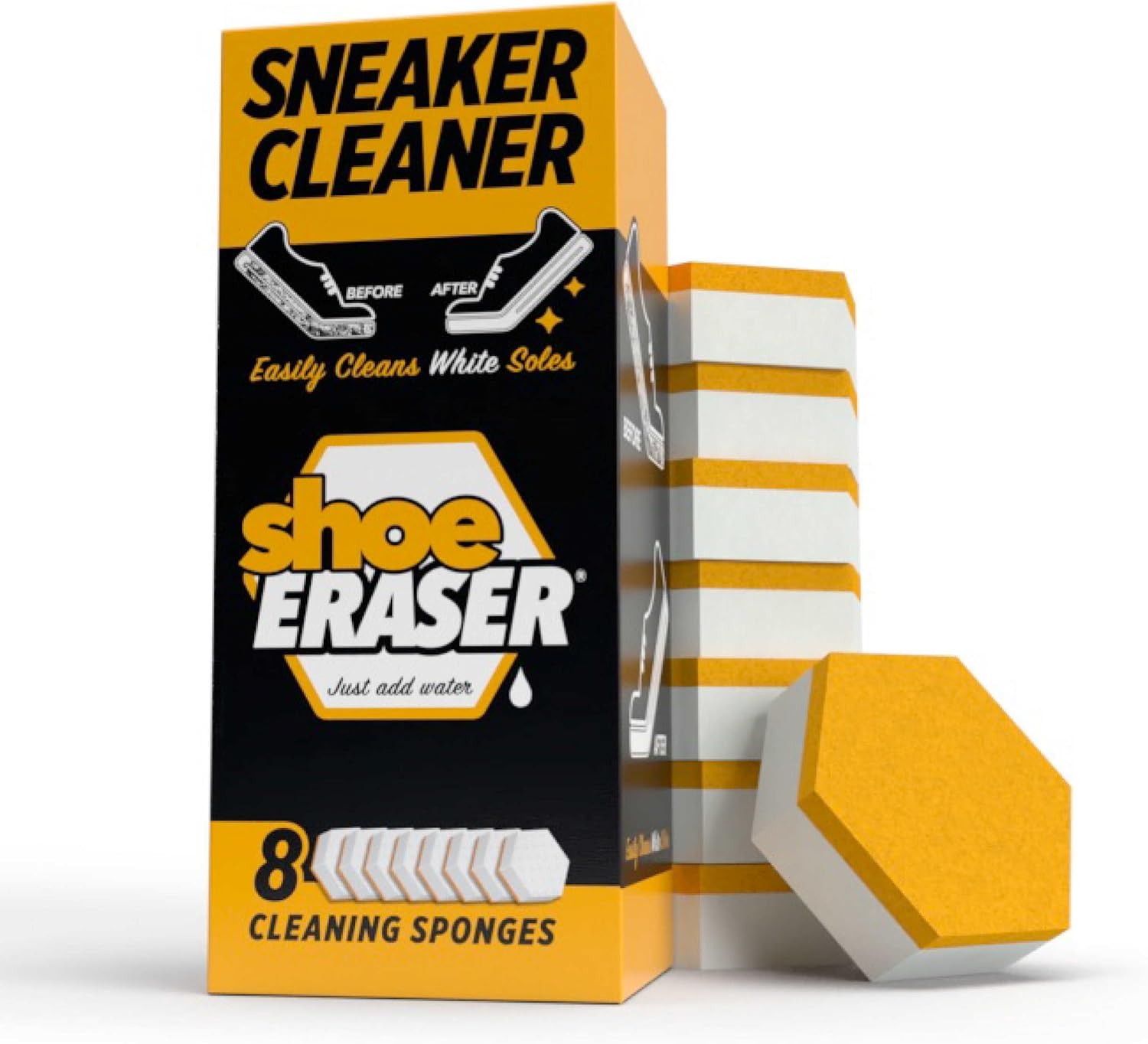 Instant Sole and Sneaker Cleaner, Premium, Disposable, Dual-Sided Sponge for Cleaning & Whitening Shoe Soles (8 Pack)