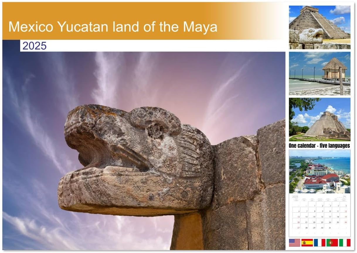 Mexico Yucatan land of the Maya (Monthly Wall Calendar 2025 11.7″ x 16.5″ (open)), CALVENDO 14 Month Calendar