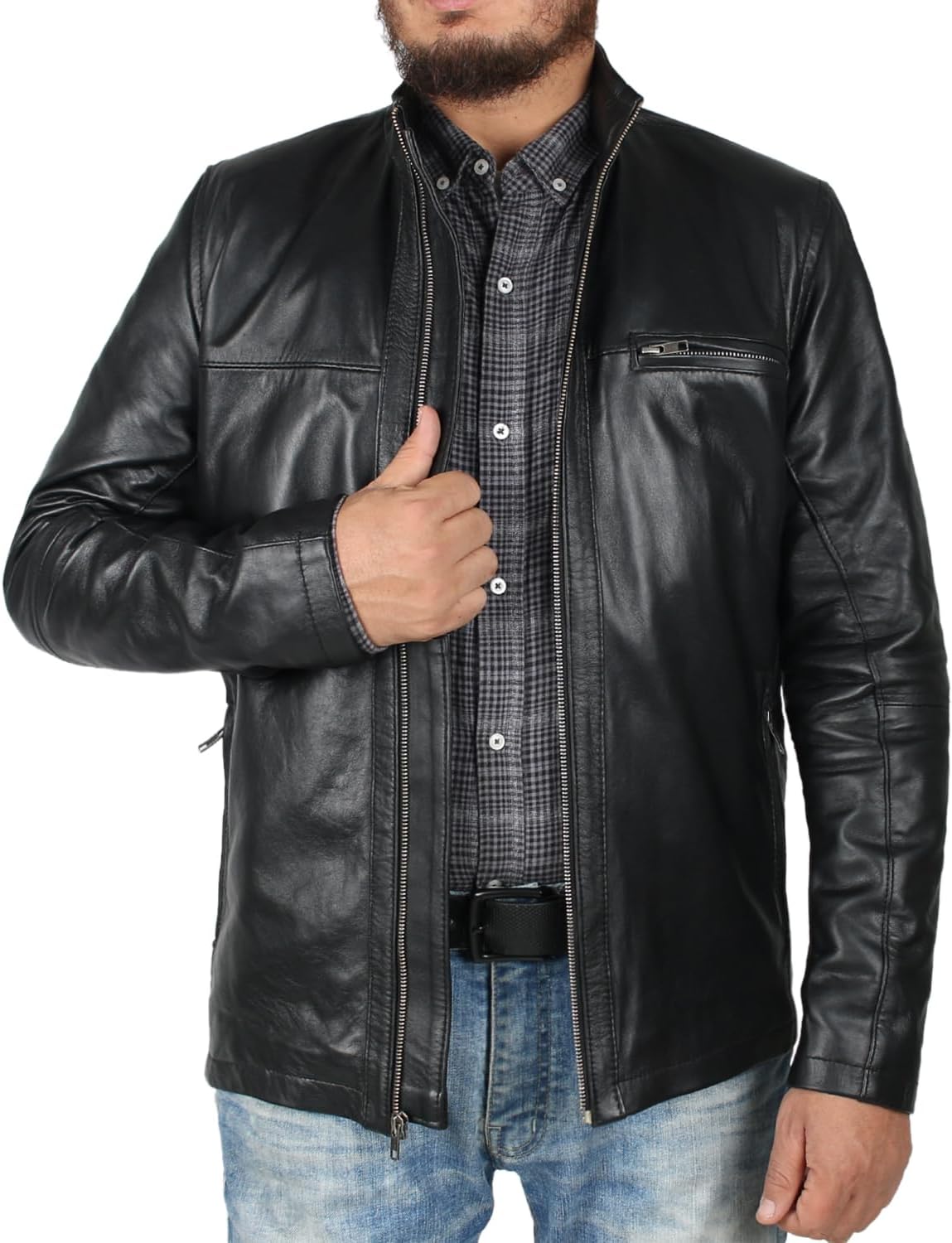 Laverapelle Men’s Genuine Lambskin Leather Jacket (Black, Classic Jacket) – 1501135