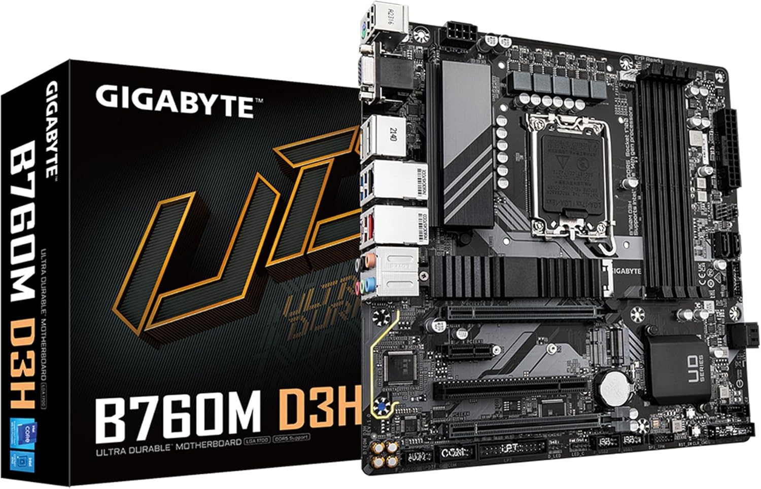 GIGABYTE B760M D3H (LGA 1700/ Intel/ B760/ Micro ATX/ DDR5/ Dual M.2/ PCIe 4.0/ USB 3.2 Gen 2 Type-C/Intel 2.5GbE LAN/Q-Flash Plus/PCIe EZ-Latch/Motherboard)