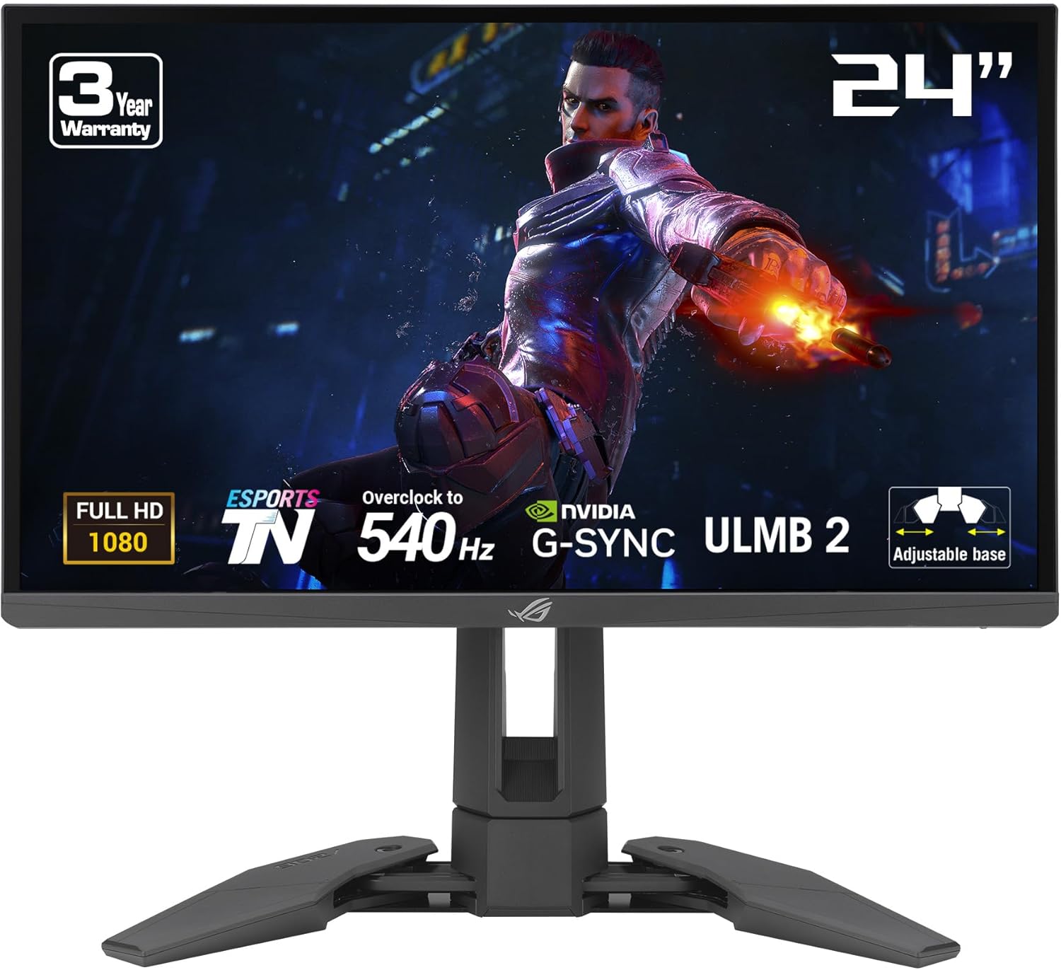 ASUS ROG Swift Pro PG248QP NVIDIA G-SYNC esports gaming monitor -24.1-inch FHD, 540 Hz (OC), Esports-TN panel, NVIDIA Reflex Analyzer, ULMB 2, adjustable base, ESS codec, DisplayHDR400, 3year warranty