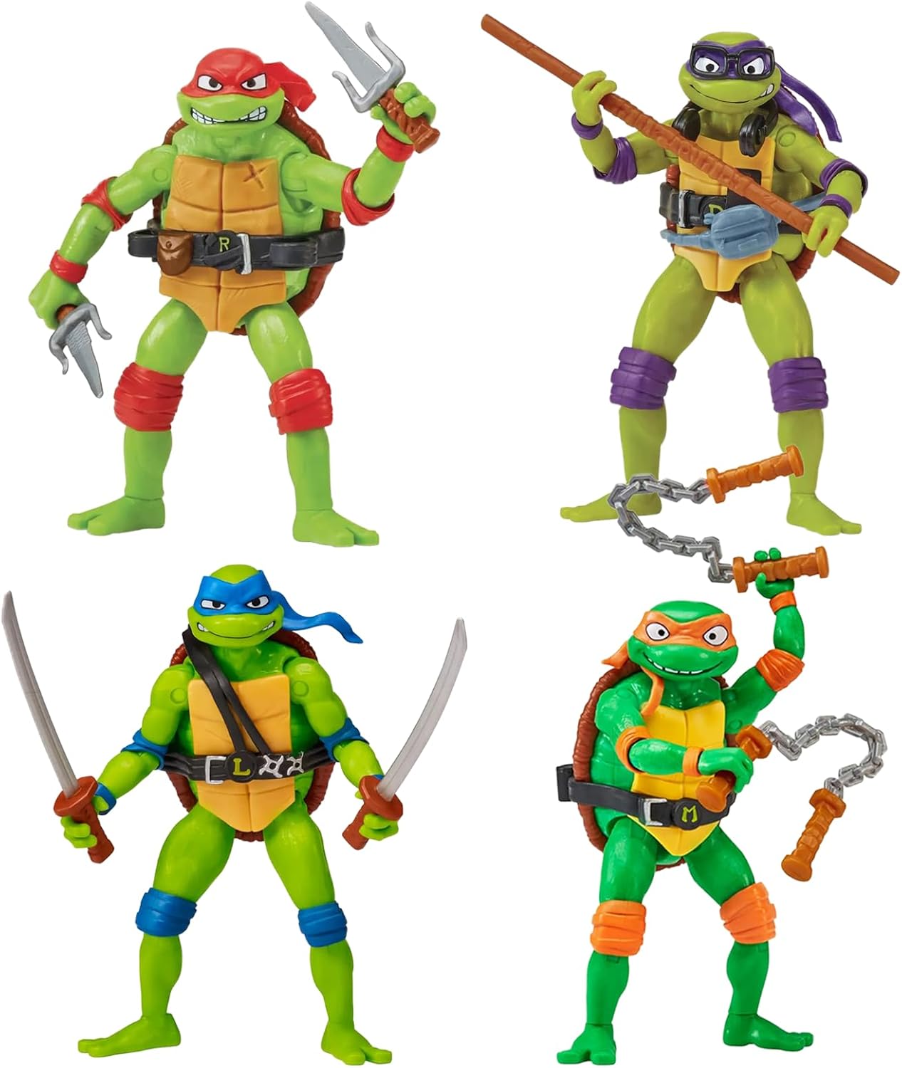 4.8-Inch Turtle Action Figures Set, 4-Pack with Articulated Joints and Removable Weapons, Collectible Anime Figures for Fans and Gift Giving