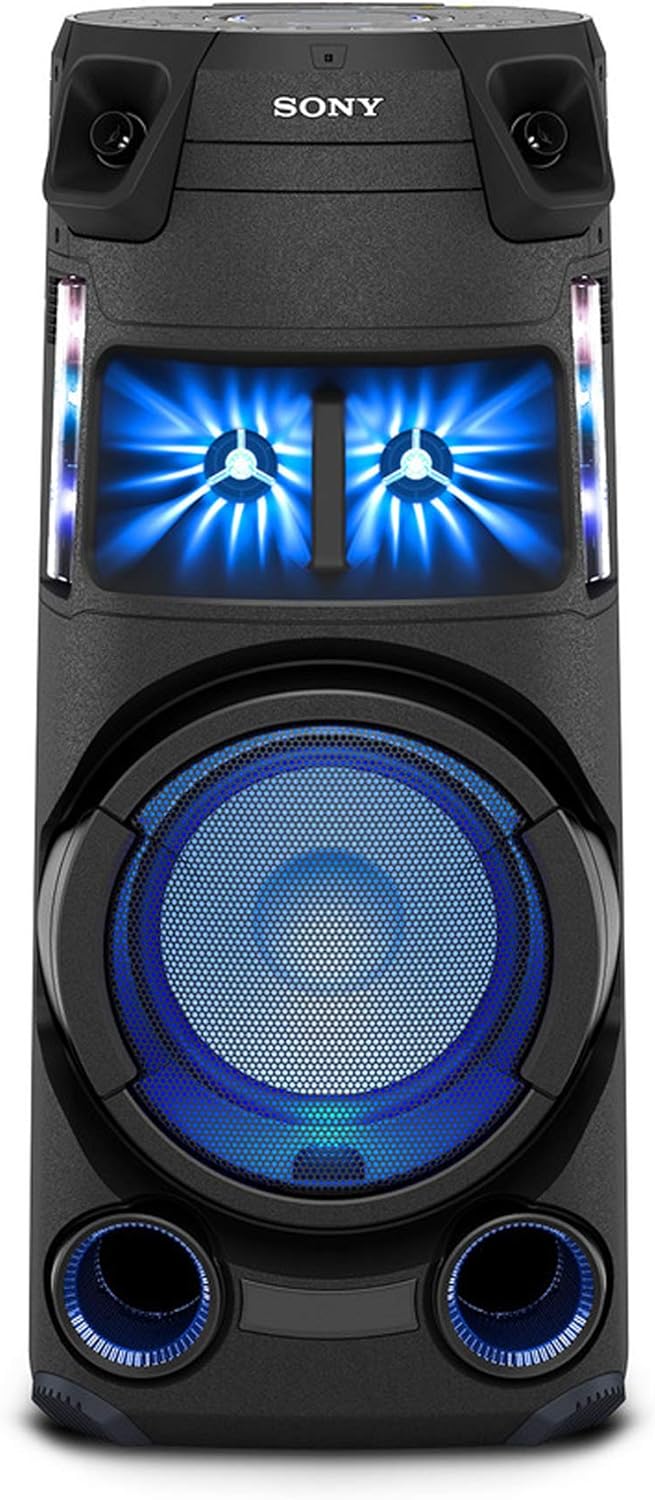 Sony High Power Bluetooth Party Speaker with Omnidirectional Party Sound Mic/Guitar, Jet Bass Booster, Gesture Control, USB, HDMI,CD/DVD, Light and CD Player