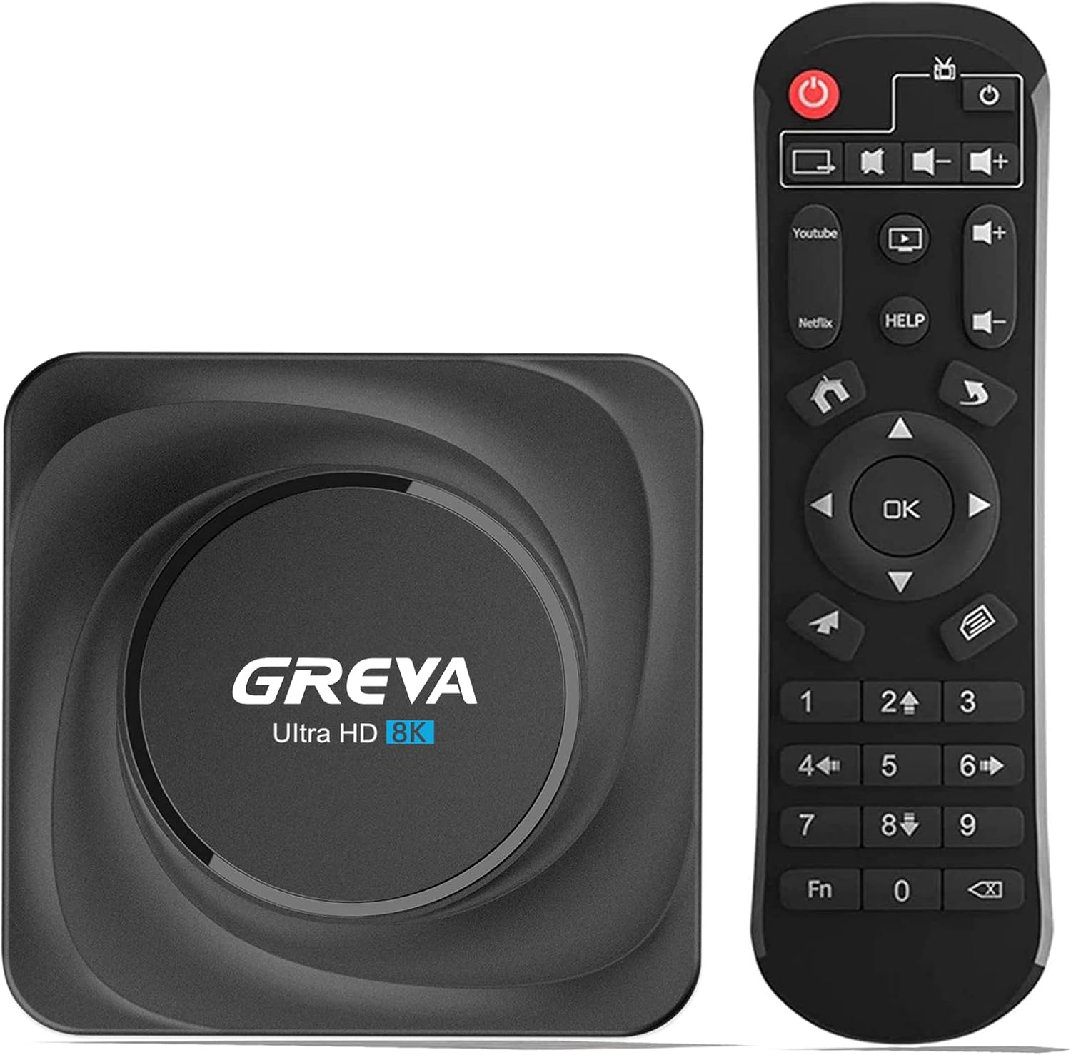 GREVA 8K Android TV Box 8GB RAM 128GB ROM Smart Player with Remote with Gigabit Ethernet WiFi5 BT4.2 for Smart TVs and Display with HDMI, Black