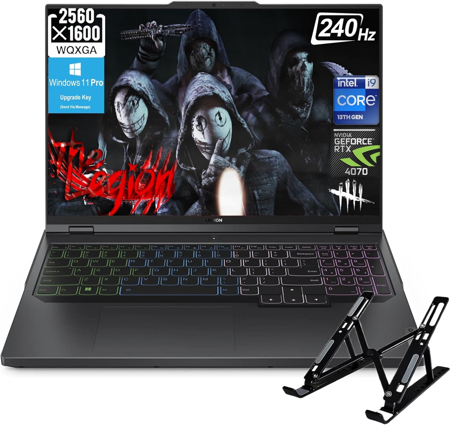 Lenovo Legion Pro-5i Gaming Laptop – 16″ WQXGA 240Hz Display, Intel 24-Core i9-13900HX CPU, GeForce RTX 4070, 64GB DDR5, 2TB SSD, WiFi 6E, Backlit Keyboard, Windows 11 Home, with Laptop Stand