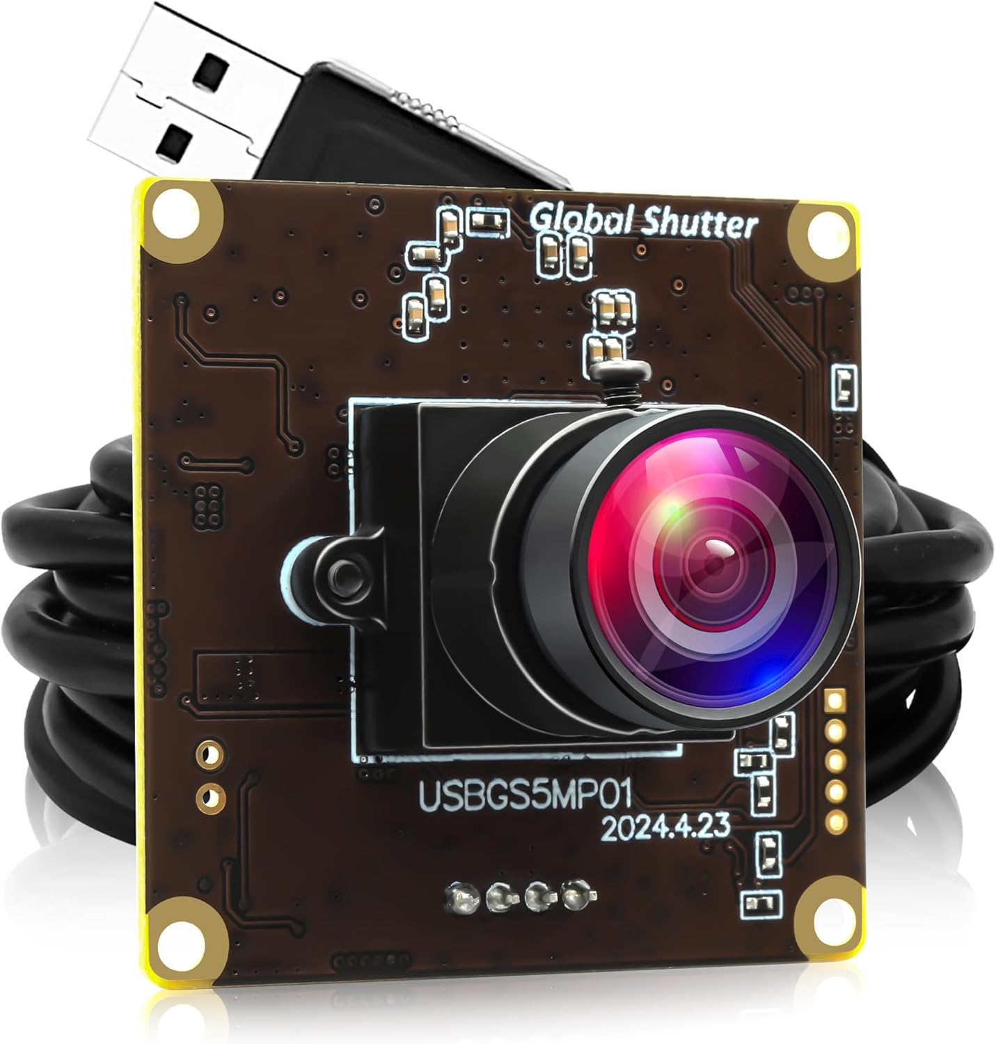 5MP Global Shutter USB Camera Module High Speed 60fps 1080P PC Webcam with No Distortion Lens Lightburn Camera UVC for Computer Laptop Android and Raspberry Pi