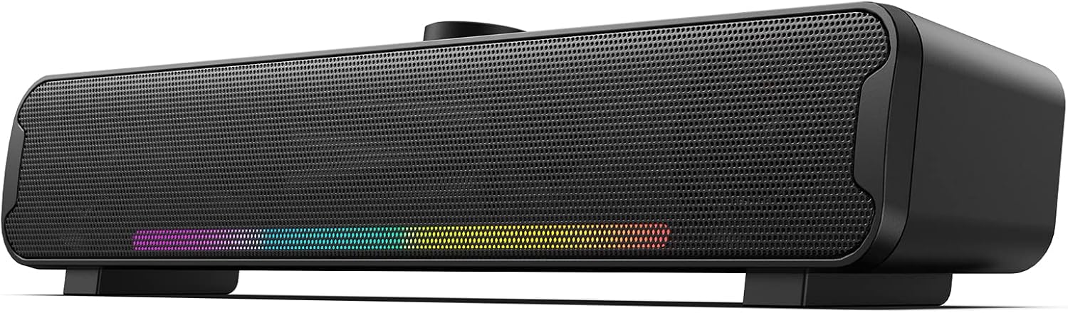 Computer Speakers, Bluetooth RGB Laptop SoundBar, 16W Dual HiFi Stereo with 6 LED Color Mode Soundbar, USB Powered Computer Speakers for Monitor, Phone, PC, Laptop