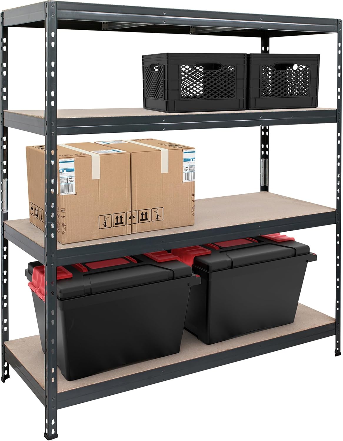 Heavy-Duty Garage Shelving, 4-Shelf Unit, 1000-Lb. Capacity Per Shelf, 60in.W x 24in.D x 70in.H, Model# TR18S410KGIFD9G00