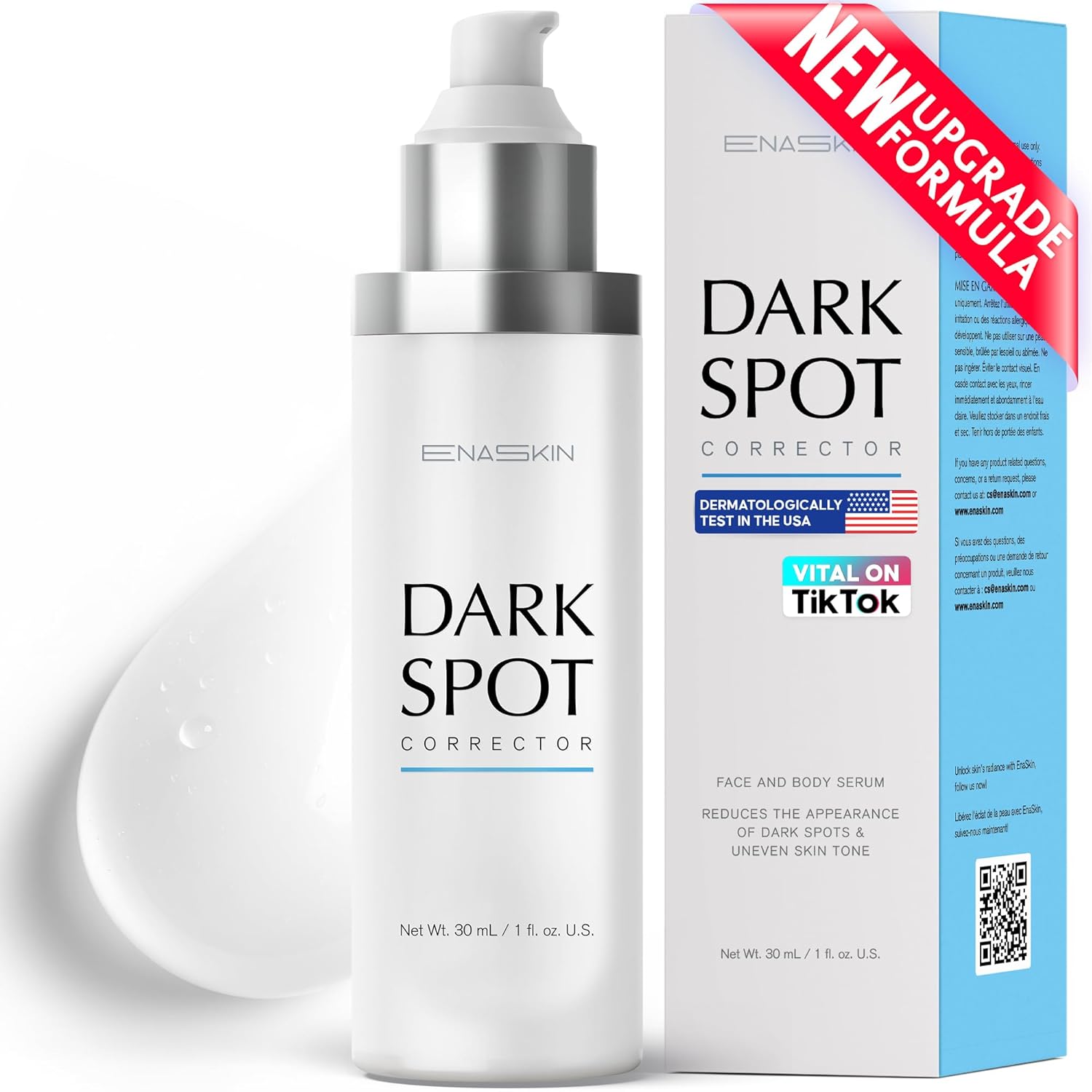 EnaSkin Dark Spot Remover for Face and Body: Age Spot Sun Spot Freckles Melasma Brown Spot Serum – Advanced Formula Corrector Cream with Niacinamide for Women and Men (1.0 Fl Oz)