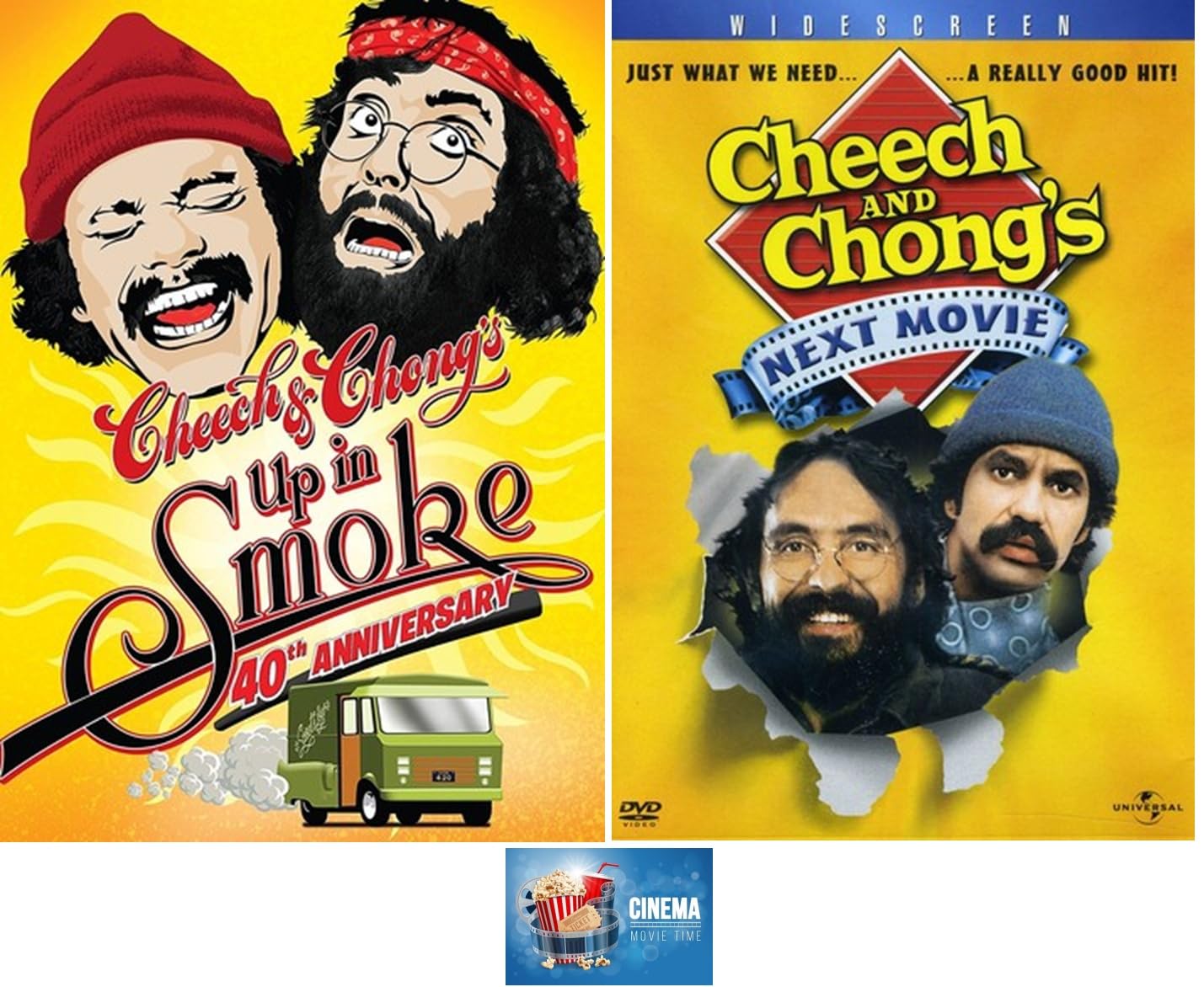 Cheech & Chong Double Feature UP IN SMOKE & NEXT MOVIE 2 DVD Set Includes Cinema Movie Time Art Card