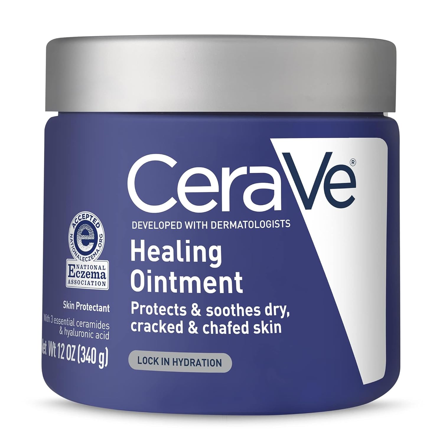 CeraVe Healing Ointment, Hydrating Skin Protectant With Petrolatum, Hyaluronic Acid & Ceramides, Face & Body Skin Barrier Repair For Cracked, Chafed, Dry Skin, Fragrance Free & Lanolin Free, 12 Oz