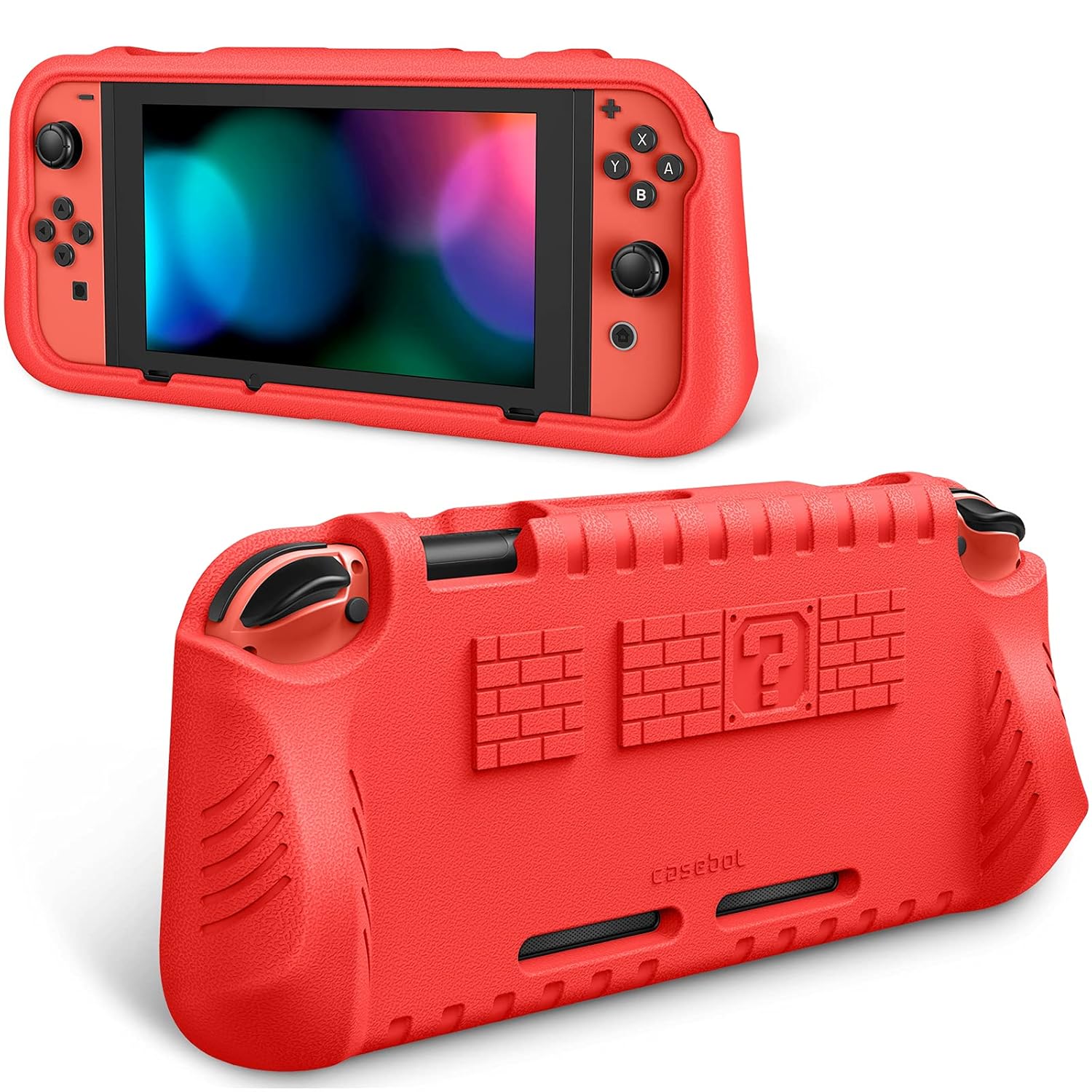 Fintie Kids Case Compatible with Nintendo Switch w/2 Game Card Slots – [Ultralight] [Shockproof] Protective Cover with Ergonomic Grip, Kids Friendly Grip Case for Switch Console (Red)