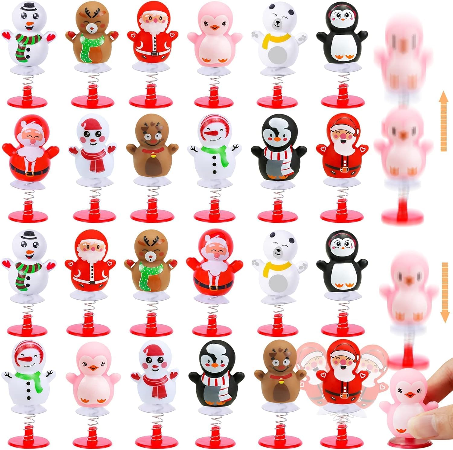 MGparty 24 Pack Christmas Jumping Popper Spring Toys Christmas Party Favors Toys for Kids Birthday Party Carnival Prizes Pinata Filler Classroom Rewards Treat Bags Gifts Poppers Toys Pop Up Critters