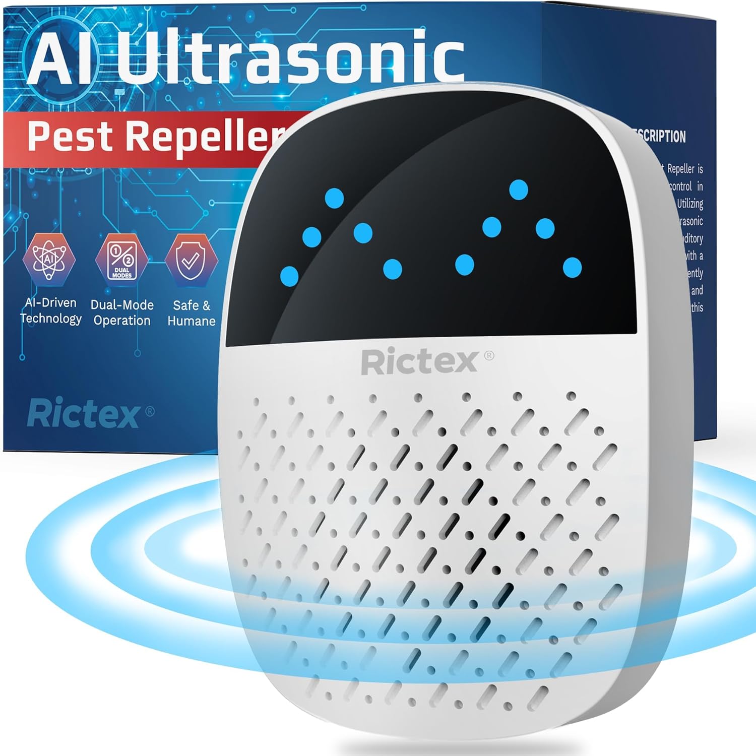 Advanced AI Ultrasonic Pest Repeller: Indoor Ultrasonic Repellent for Mouse, Rodent, Mice, Spider, Ant, Electronic Plug in Pest Control, 1 Pack