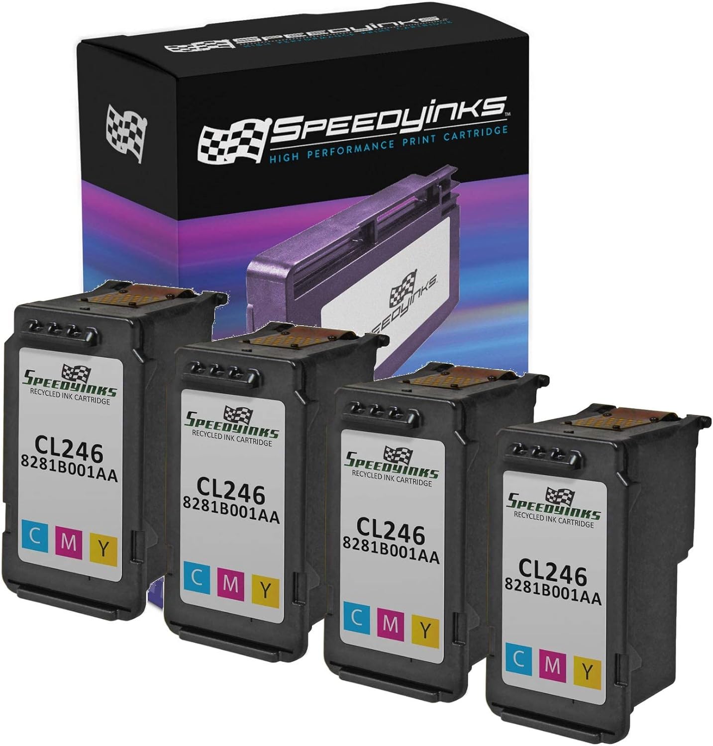 Speedy Inks Remanufactured Ink Cartridge Replacement for Canon CL-246XL/ 8280B001AA High Yield (Color, 4-Pack) Compatible with iP2820 MG2420 MG2924 MG2920 MX492 MG3020 MG2525 TS3120 TS302 TS202 TR4520