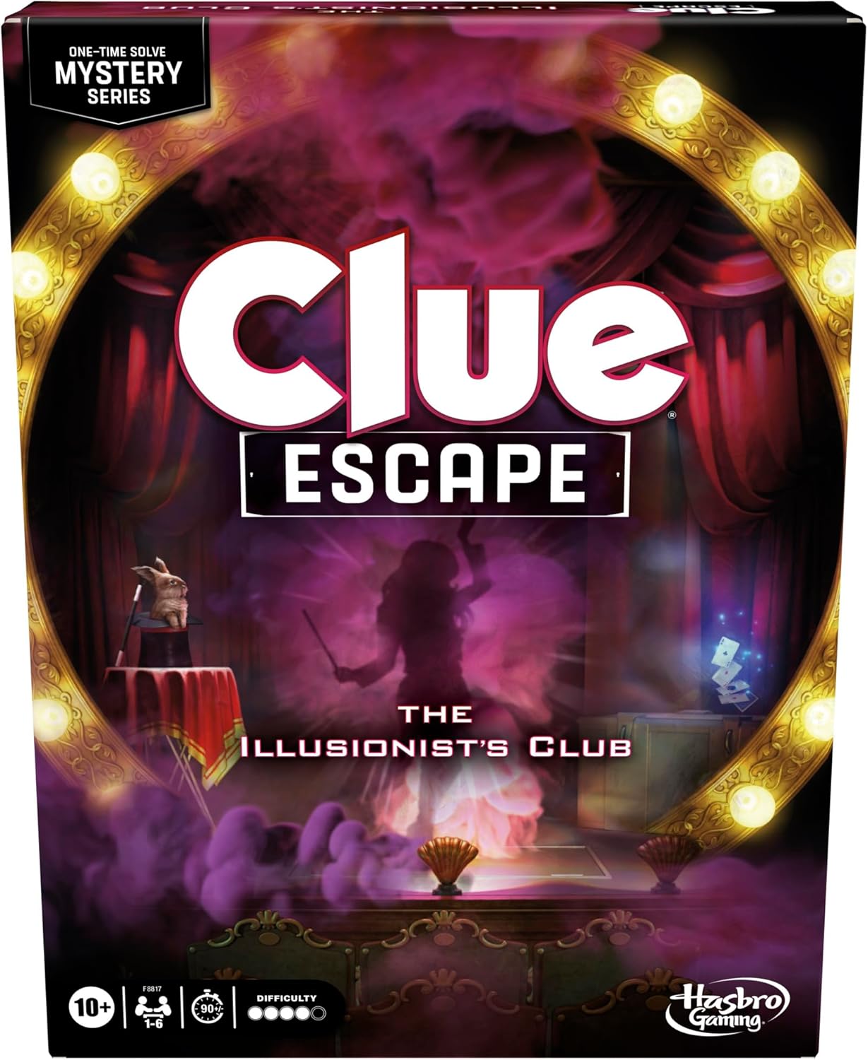 Clue Escape: The Illusionist’s Club Board Game | Escape Room Family Game | 1-Time Solve Mystery | Ages 10+ | 1-6 Players | Difficulty 4 | 90 – 120 Mins.