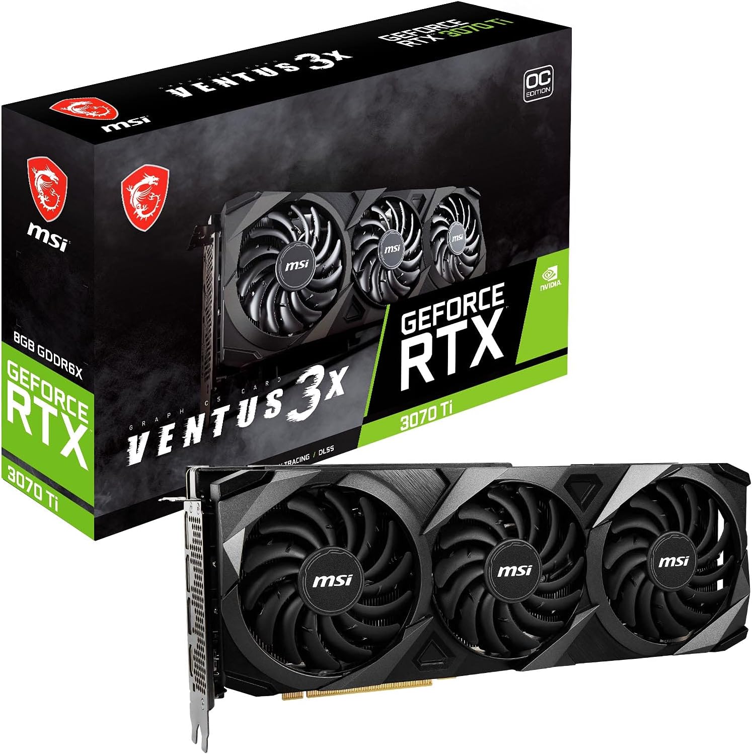 MSI Gaming GeForce RTX 3070 Ti 8GB GDRR6X 256-Bit HDMI/DP Nvlink Tri-Frozr 2 Ampere Architecture OC Graphics Card (RTX 3070 Ti Ventus 3X 8G OC)