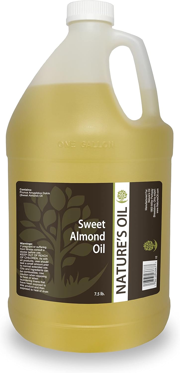 Sweet Almond Oil Gallon – 100% Pure Carrier for Massage, Diluting Essential Oils, Aromatherapy, Hair & Skin Care Benefits, Moisturizer & Softener – by Nature’s Oil.