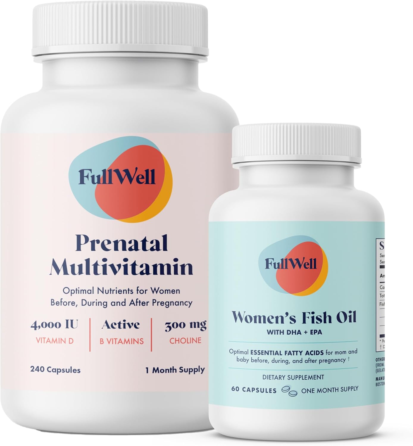 Prenatal Vitamin + DHA | Omega 3 Fish Oil with DHA & EPA for Brain Development & Nervous System Support | 26+ Vital Nutrients | Dietitian-formulated, Non-GMO, 3rd Party Tested, 30 Servings