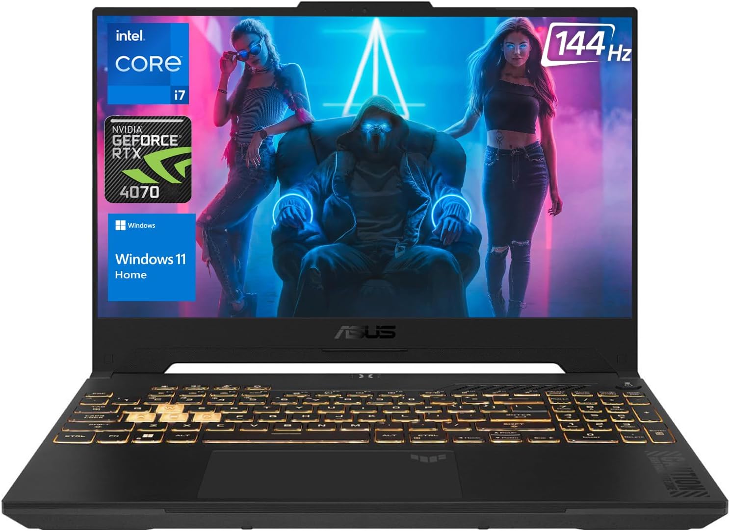 ASUS TUF Dash F15 Gaming Laptop, 15.6″ FHD 144Hz Display, 12th Gen Intel Core i7-12700H Processor, NVIDIA GeForce RTX 4070, 16GB RAM, 1TB SSD, Backlit KB, Webcam, HDMI, RJ45, Wi-Fi 6, Windows 11 Home