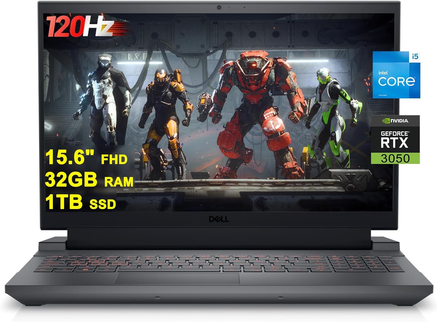 DELL G15 5530 Gaming Laptop 15.6″ FHD 120Hz Intel 10-Core i5-13450HX (Beat i7-12650H) 32GB RAM 1TB SSD GeForce RTX 3050 Backlit USB-C Win11 Black