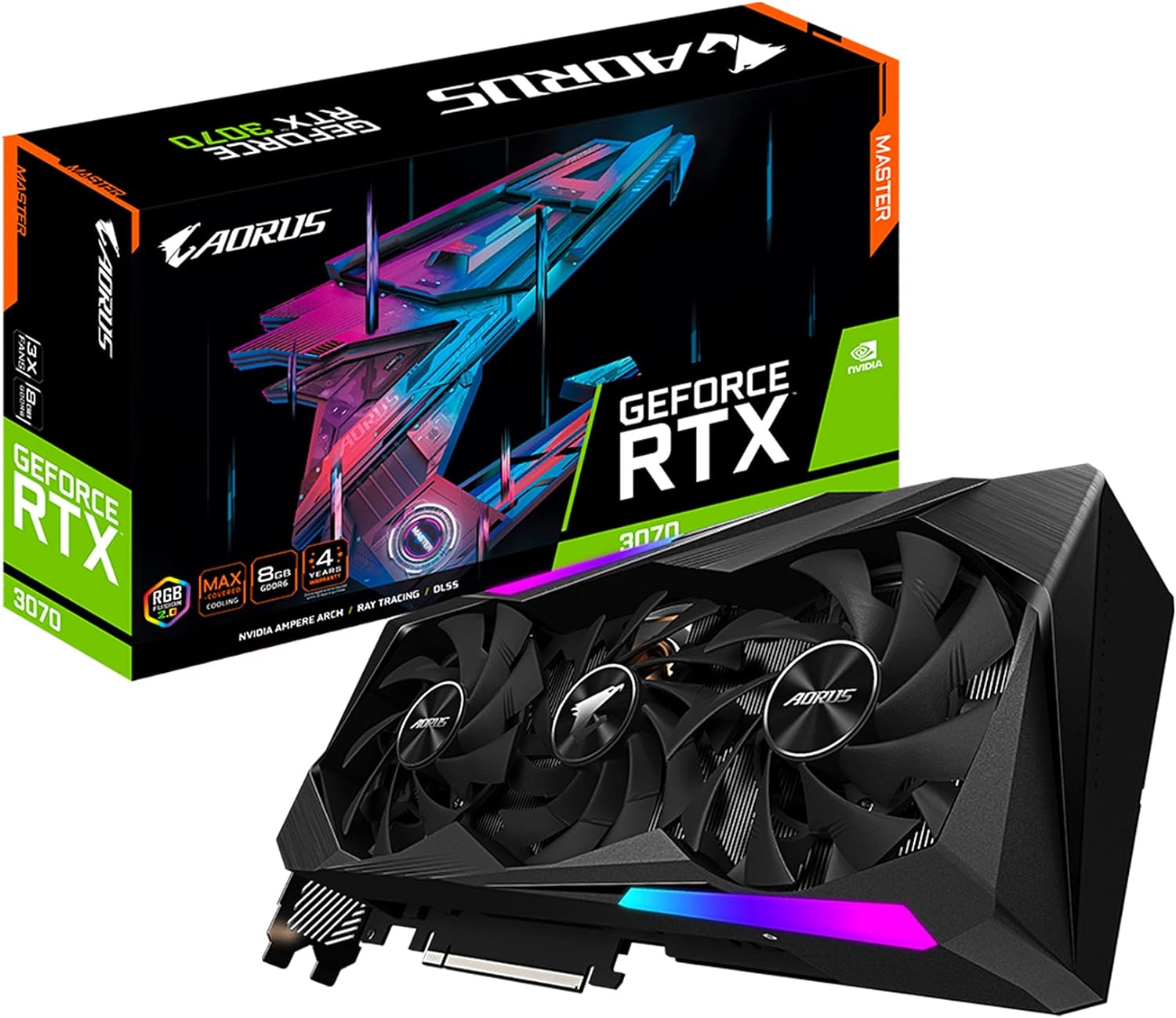 GIGABYTE AORUS GeForce RTX 3070 Master 8G Graphics Card, 3X WINDFORCE Fans, 8GB 256-bit GDDR6, GV-N3070AORUS M-8GD REV2.0 Video Card