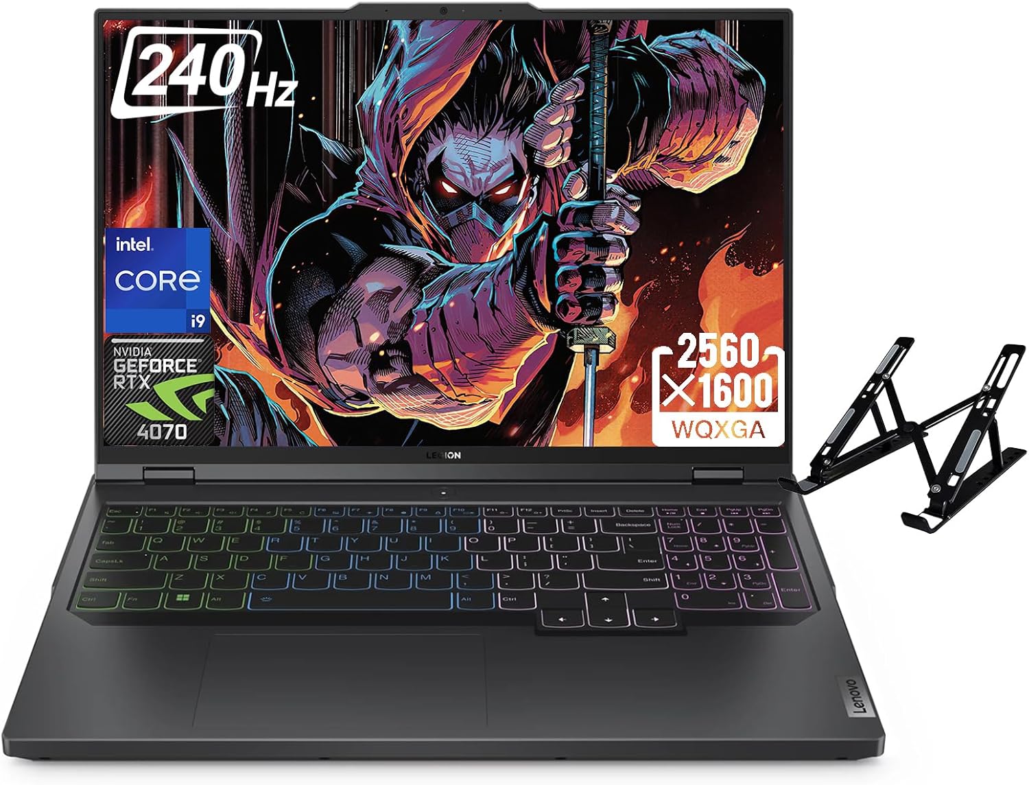 Lenovo Legion Pro-5i Gaming Laptop – 16″ WQXGA 240Hz Display, Intel 24-Core i9-13900HX CPU, GeForce RTX 4070, 64GB DDR5, 2TB SSD, WiFi 6E, Backlit Keyboard, Windows 11 Home, with Laptop Stand