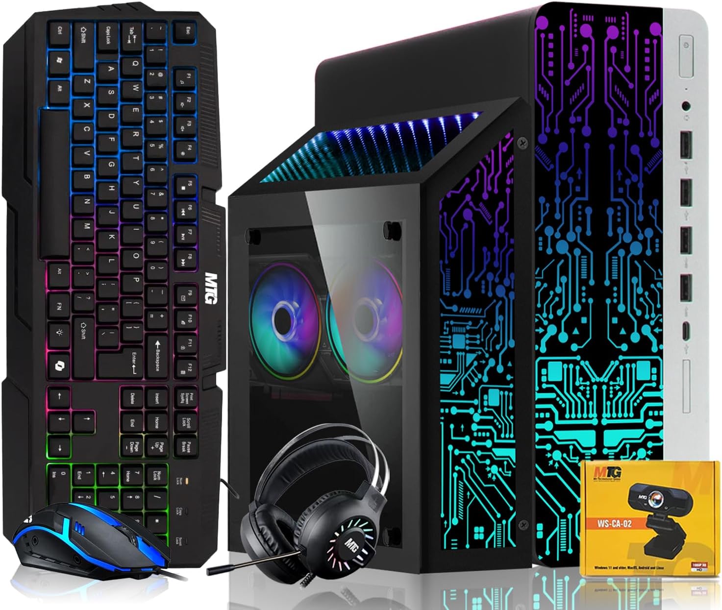 HP G3 Gaming Desktop PC Bundle with Core i7 32GB RAM 1TB SSD RTX 1660s Graphics RGB Keyboard with AI-Enabled Copilot Key Mouse Headphones Webcam Win 10 Pro (Renewed)