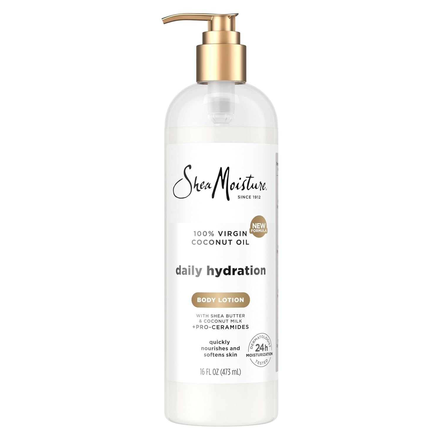 SheaMoisture Daily Hydration Body Lotion with 100% Virgin Coconut Oil, Shea Butter, Coconut Milk and Pro-Ceramides, Quickly Nourish & Soften Skin, 24H Moisturizing 16 oz