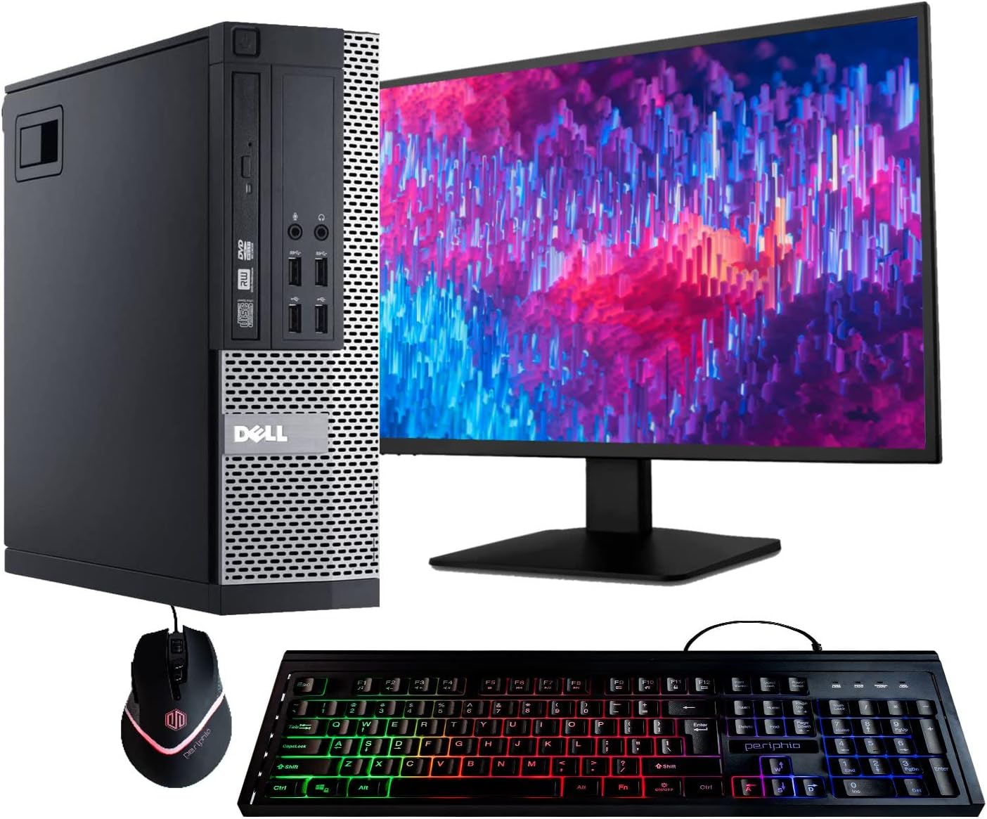 Dell Optiplex 9020 Desktop Computer PC, Intel Quad-Core i5, 500GB HDD Storage, 8GB DDR3 RAM, Windows 10 Pro, DVD, WiFi, 20in Monitor, RGB Productivity Bundle (Renewed)