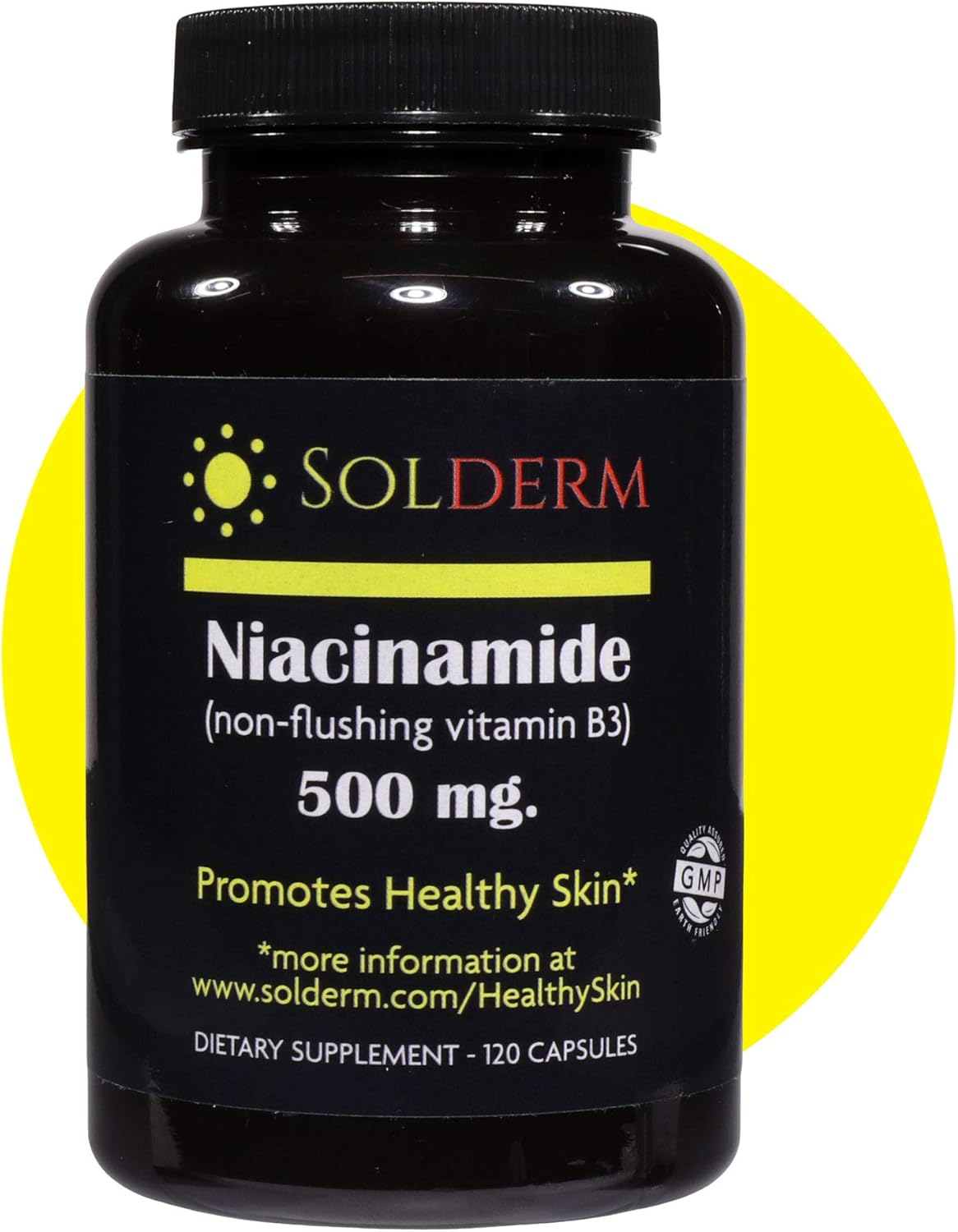 Niacinamide Non-Flushing Vitamin B3 Supplement | Vegetarian and Gluten-Free Vitamin Niacinamide Tablets with Vegetable Cellulose Casings | Promotes Healthy Skin | 120 Capsules | 500mg